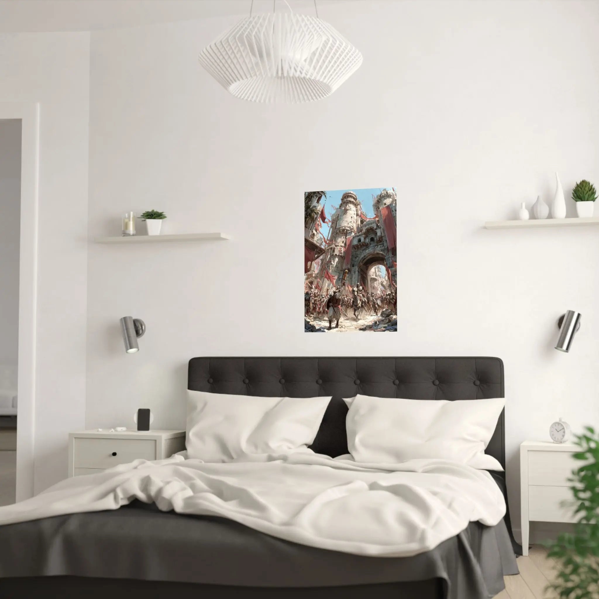 Medieval City Gates Satin Poster — Epic Castle Battle Art Print (210gsm) Printify