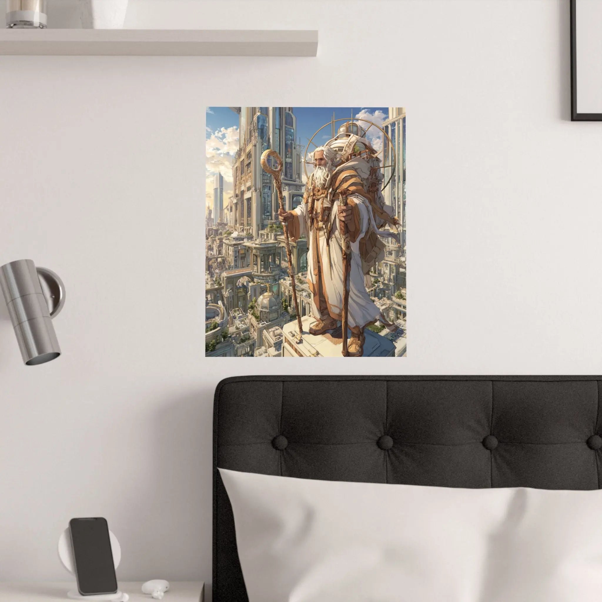 Satin Poster — Majestic High Priest in Golden City (210gsm) Printify