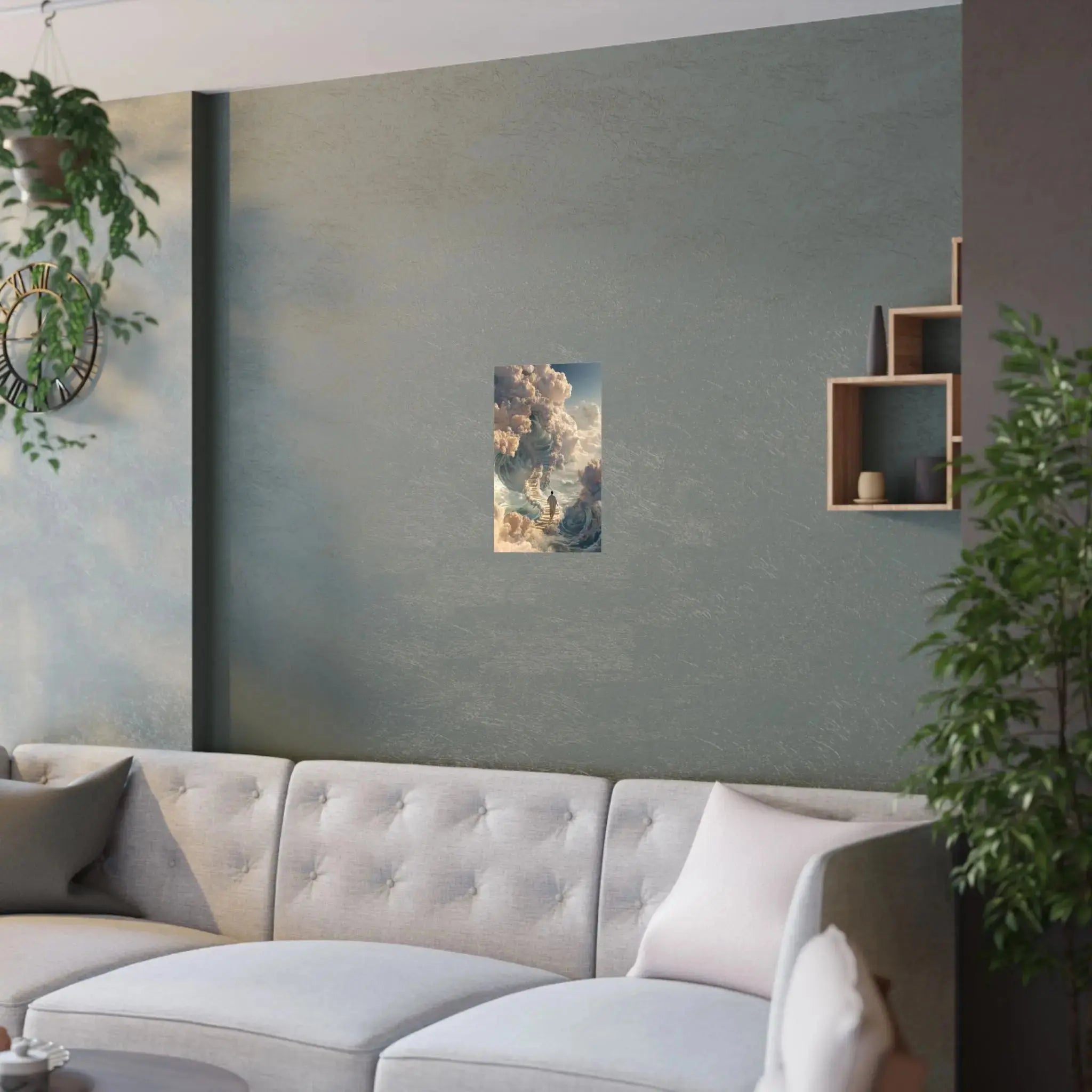 Satin Poster — Dreamy Stairway to the Clouds Wall Art Printify