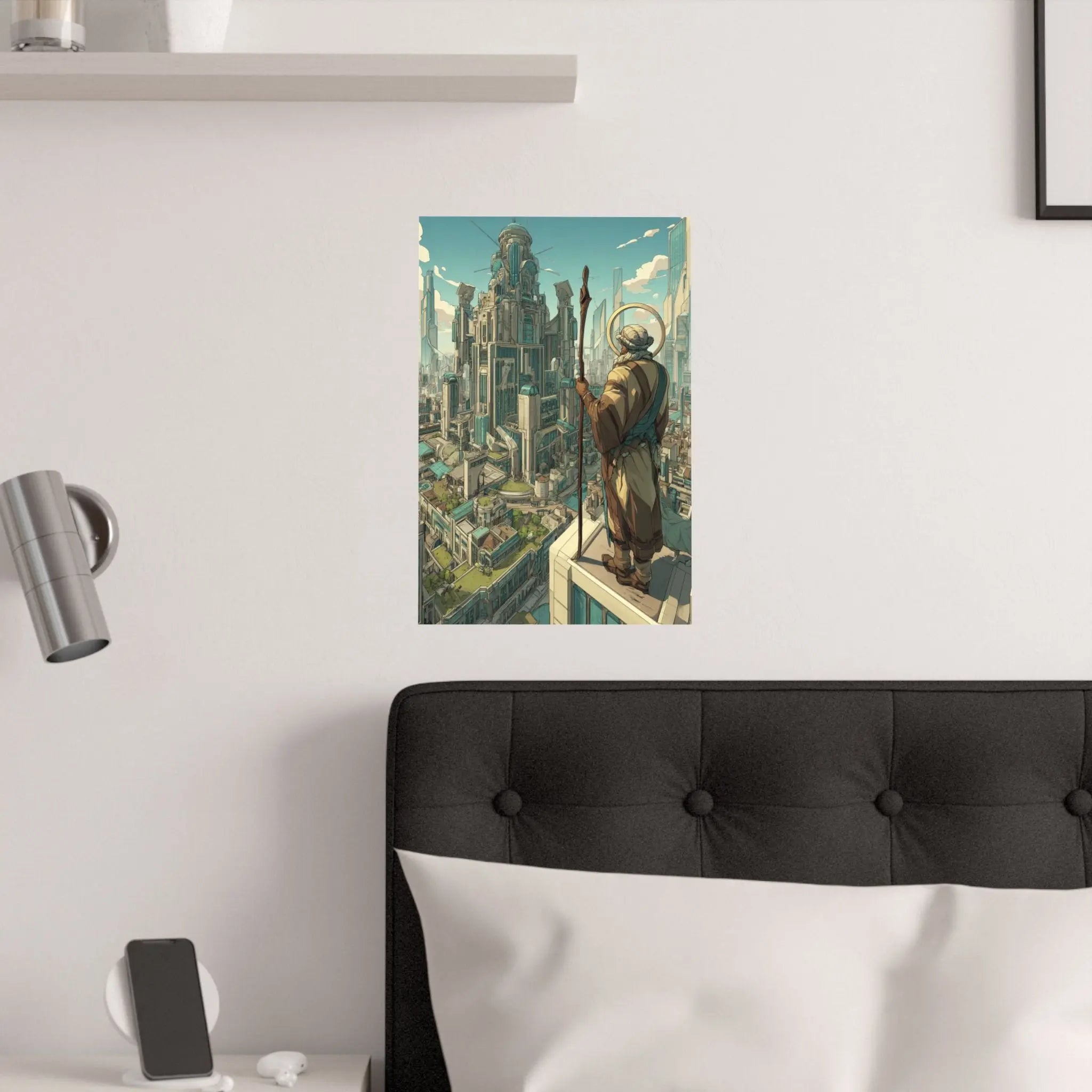 Satin Poster — City Sentinel Fantasy Art Print (210gsm) Printify