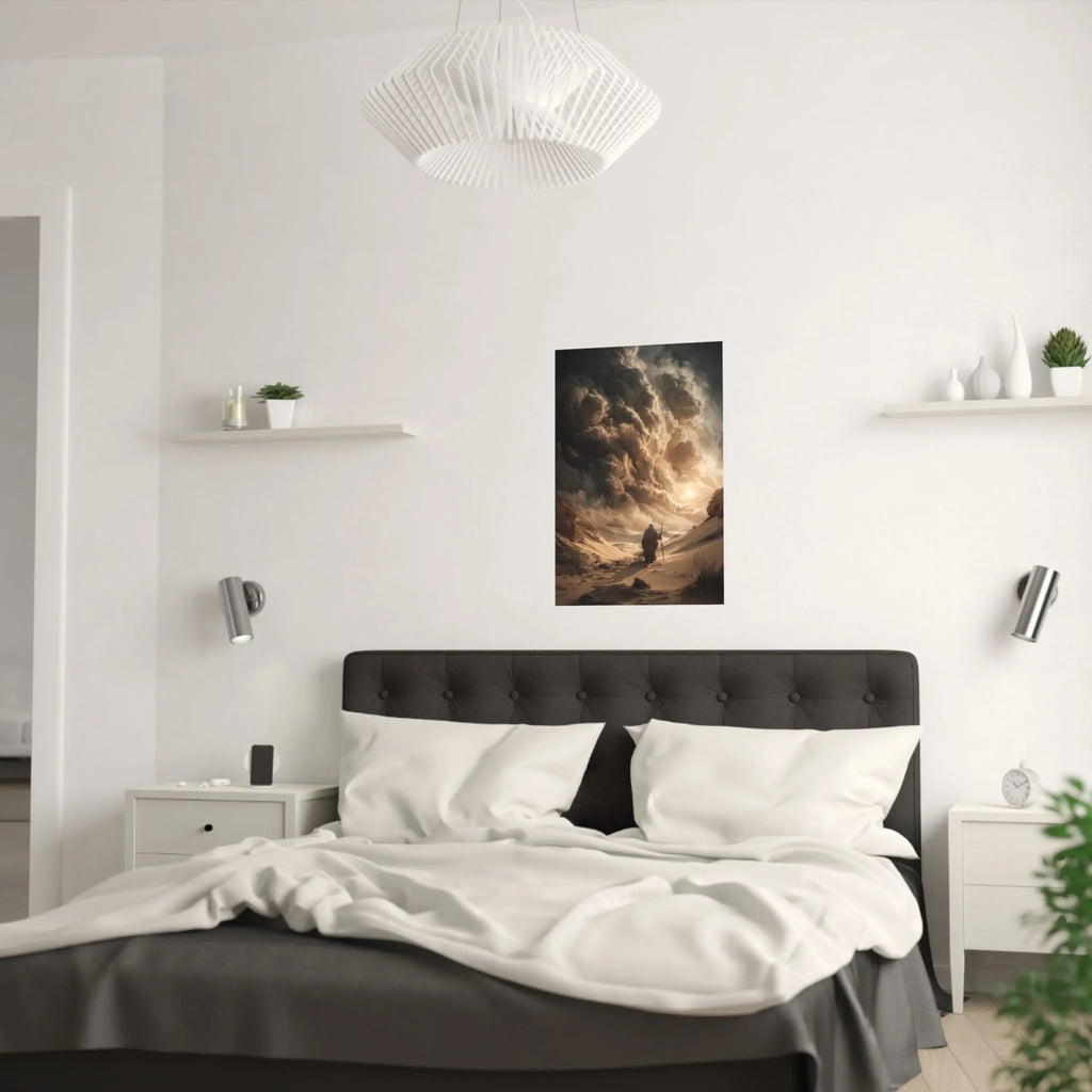 Satin Poster — Desert Pilgrim Fantasy Landscape Art Print Printify