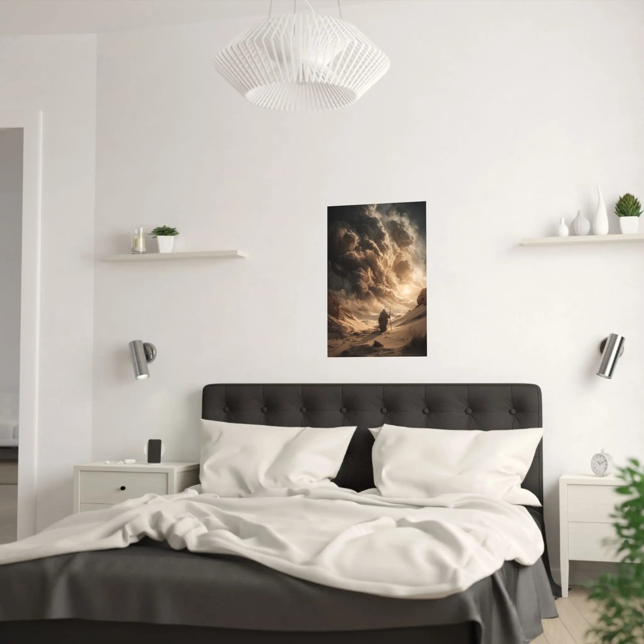 Satin Poster — Desert Pilgrim Fantasy Landscape Art Print Printify