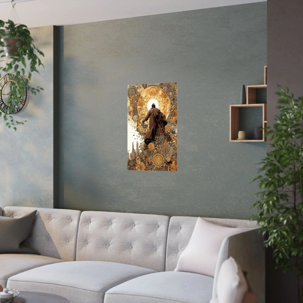 Satin Poster — Steampunk Jesus Ascension Art Print Printify