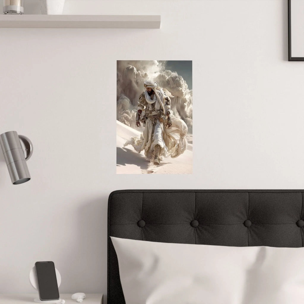 Desert Nomad Satin Poster — Dramatic Middle Eastern Wanderer Art Print Printify