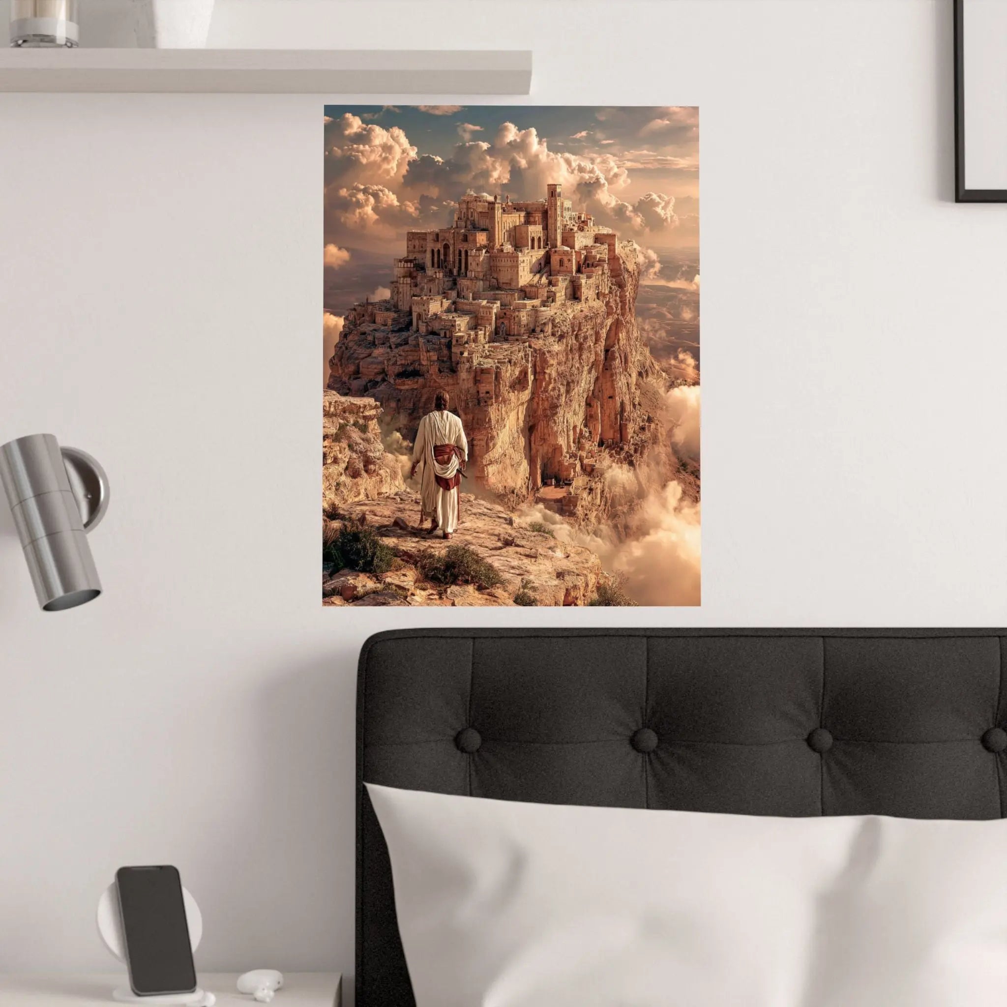 Satin Poster — Pilgrim Journey to Ancient Cliff City (210gsm) Printify