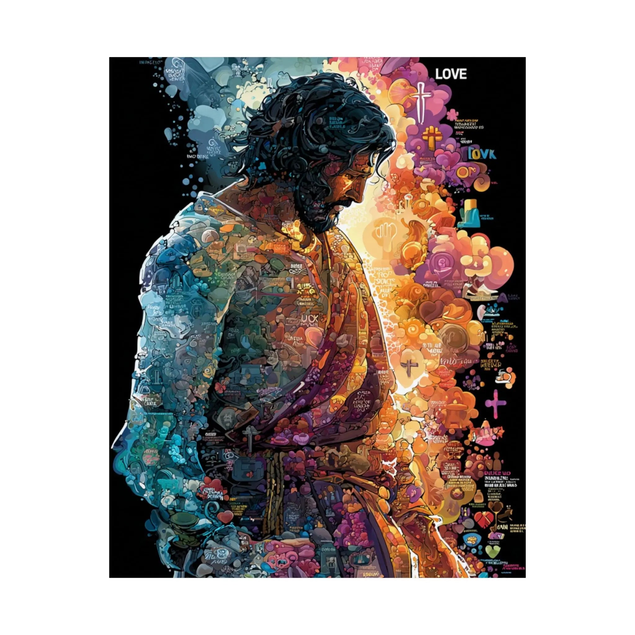 Satin Poster — Colorful Jesus Portrait Art Print (210gsm) Printify