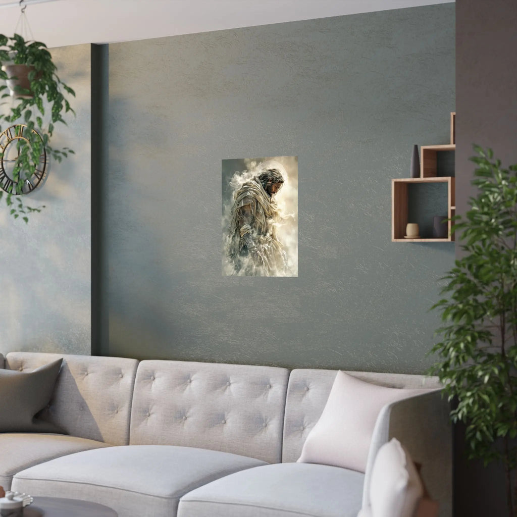 Satin Poster — Reverent Jesus Portrait Art Print (210gsm) Printify