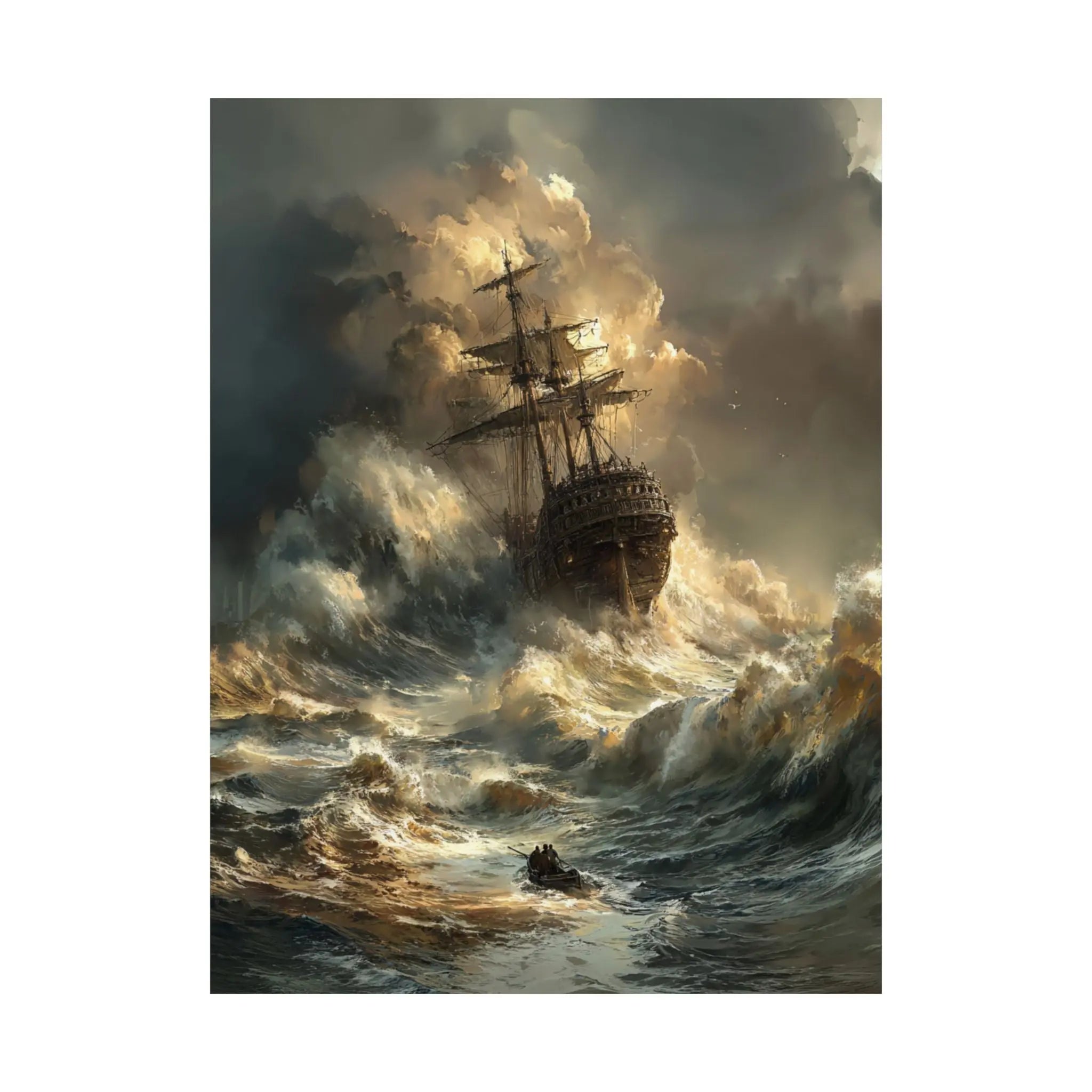 Satin Poster — Stormy Shipwreck Art Print Printify