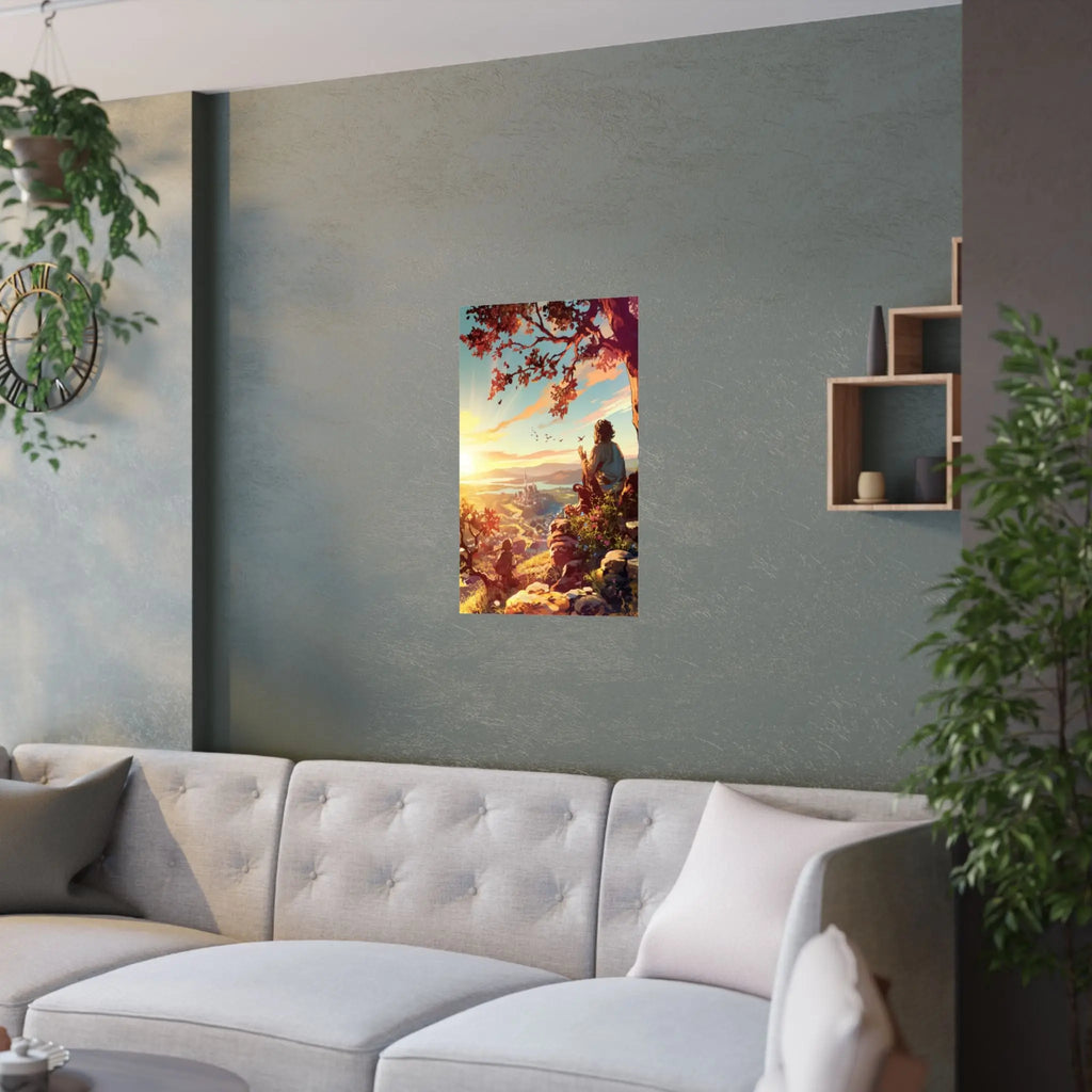 Satin Poster — Serene Sunrise Landscape Art Print Printify