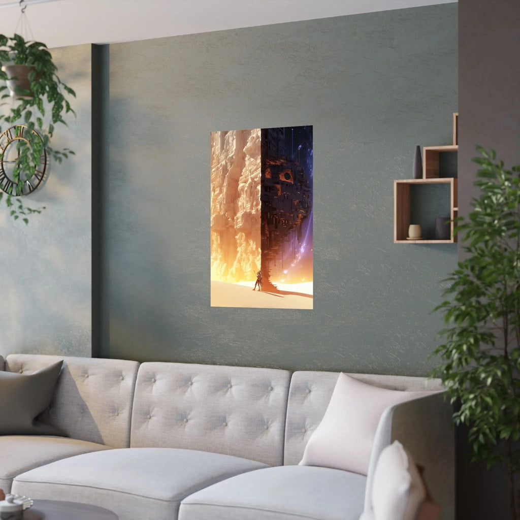 Satin Poster — Sci‑Fi Desert Cityscape Print (210gsm) Printify