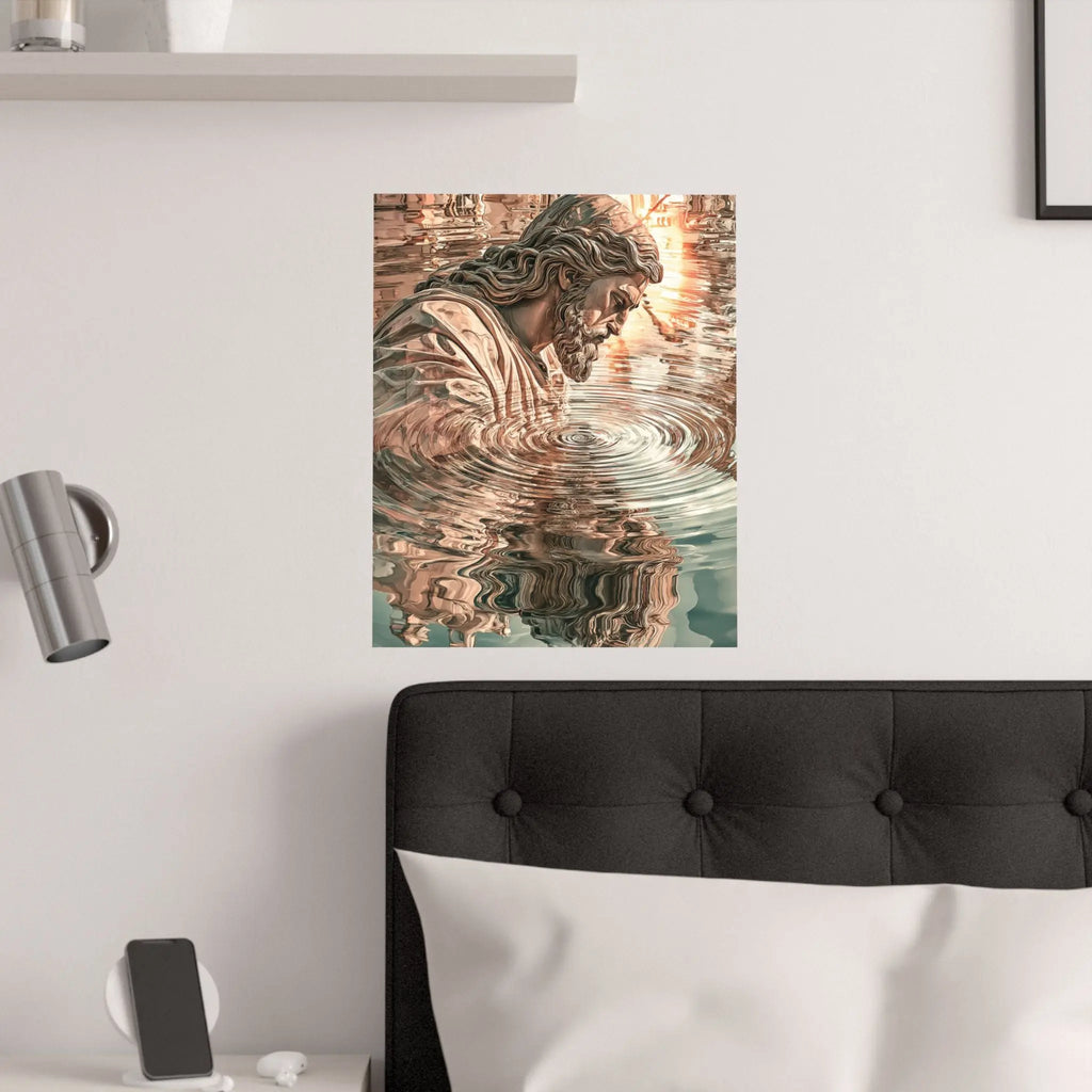 Religious Poster — Reflective Jesus Satin Art Print (210gsm) Printify