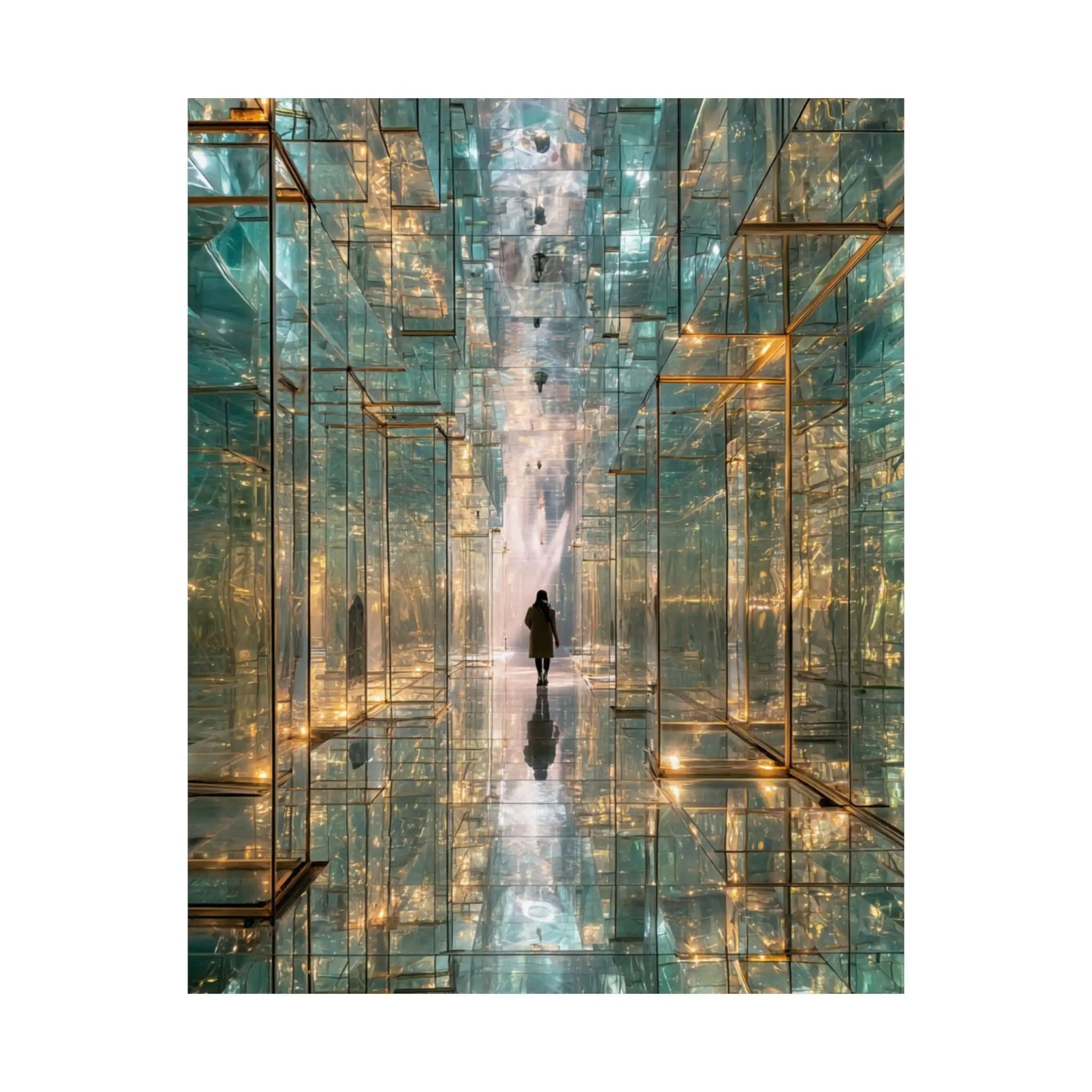 Mirrored Lightscape Satin Poster — Surreal City Reflection Wall Art Printify