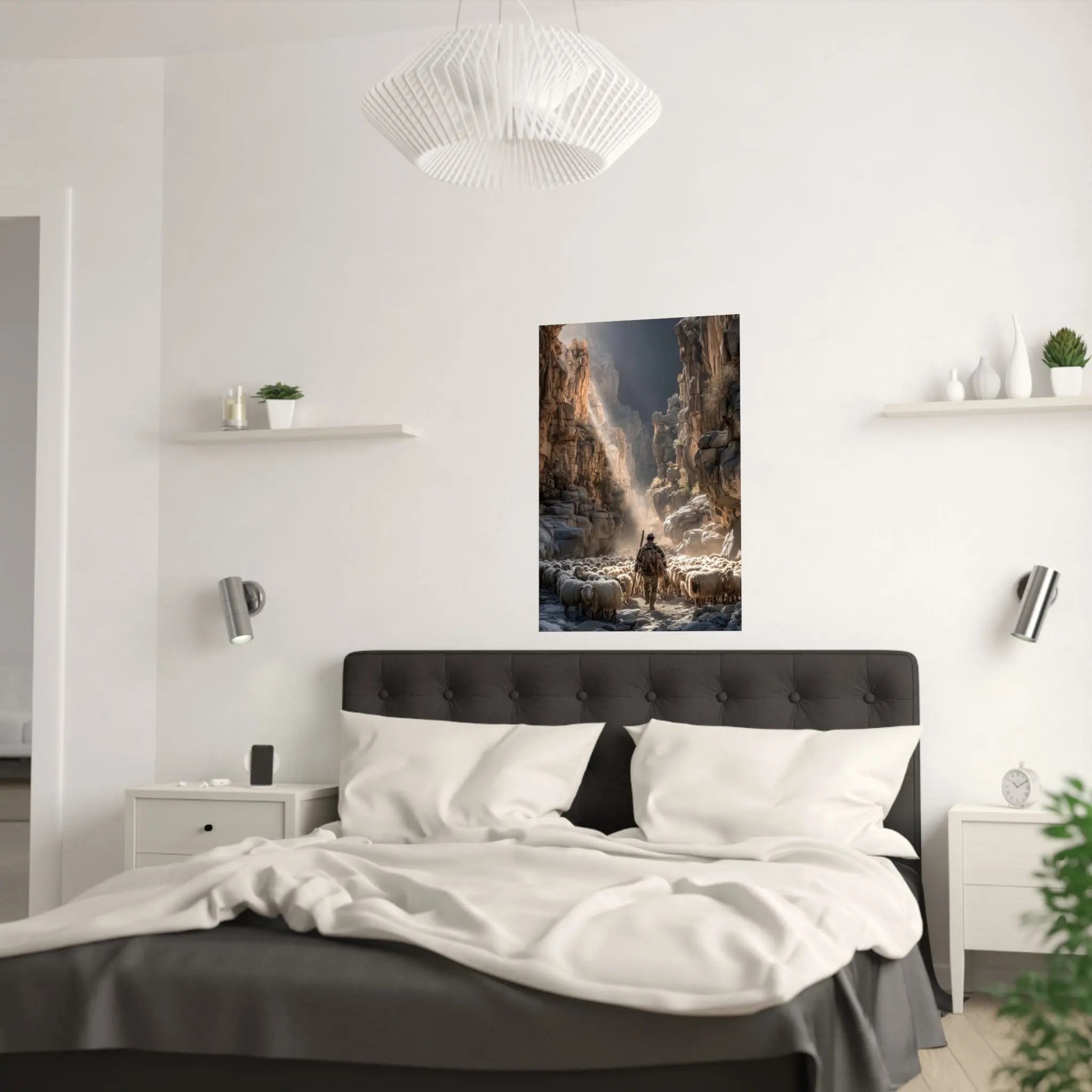 Satin Poster — Shepherd in Canyon: Dramatic Scenic Wall Art (210gsm Satin) Printify