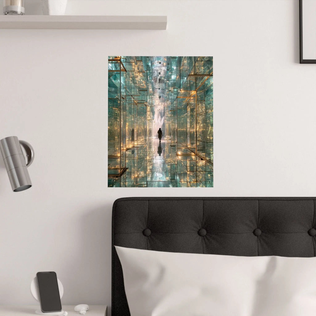 Mirrored Lightscape Satin Poster — Surreal City Reflection Wall Art Printify