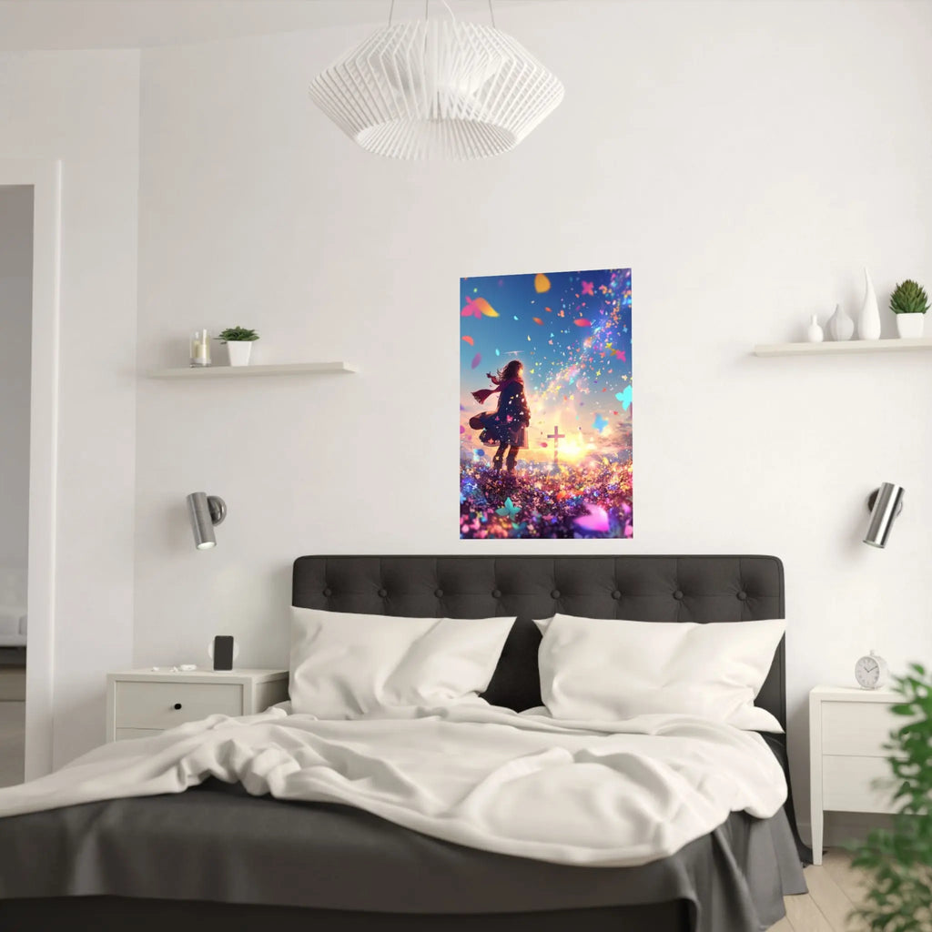 Satin Poster — Dreamscape Girl with Butterflies (210gsm Satin Print) Printify