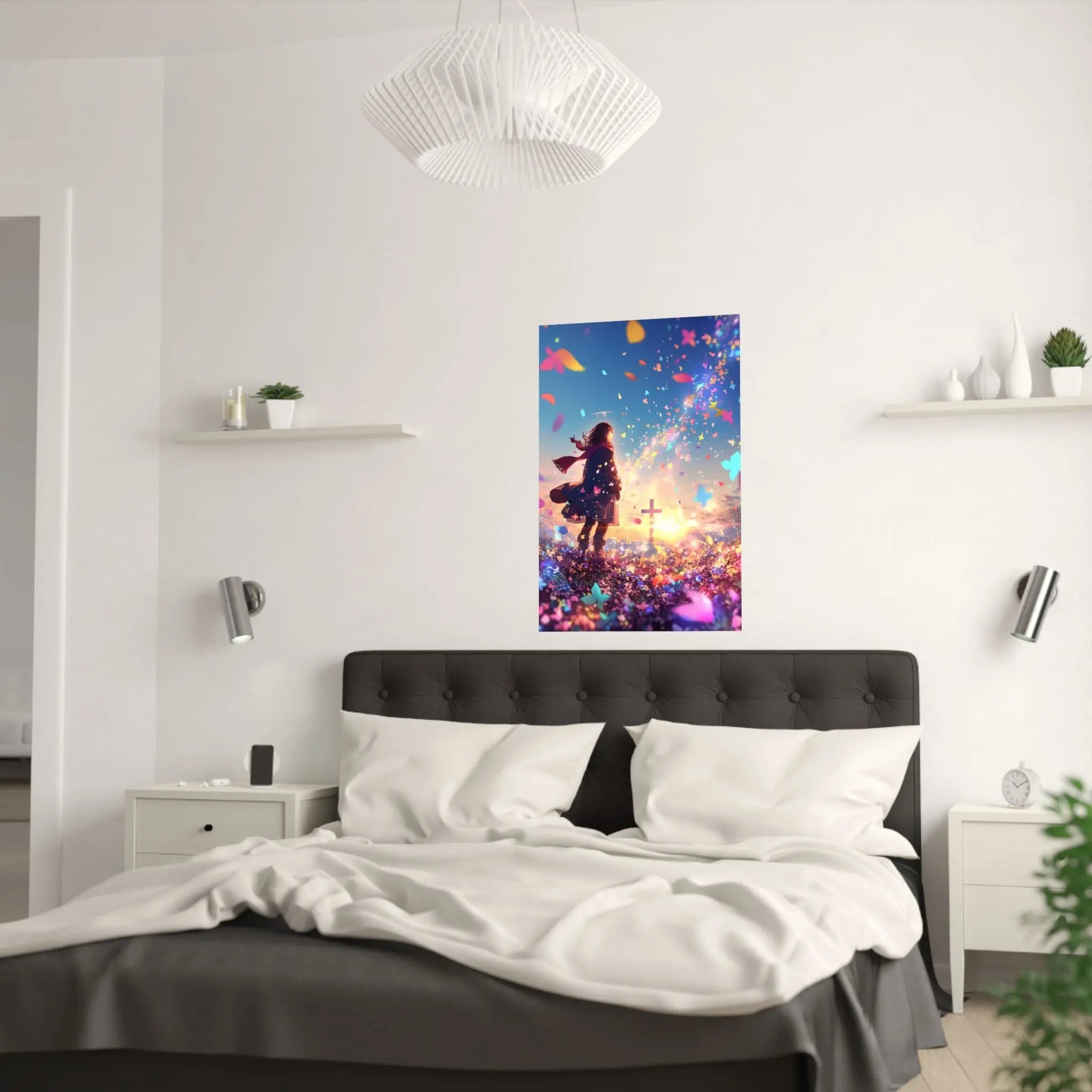 Satin Poster — Dreamscape Girl with Butterflies (210gsm Satin Print) Printify