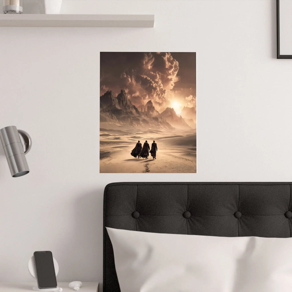 Satin Poster — Desert Pilgrims Fantasy Landscape Art Print Printify