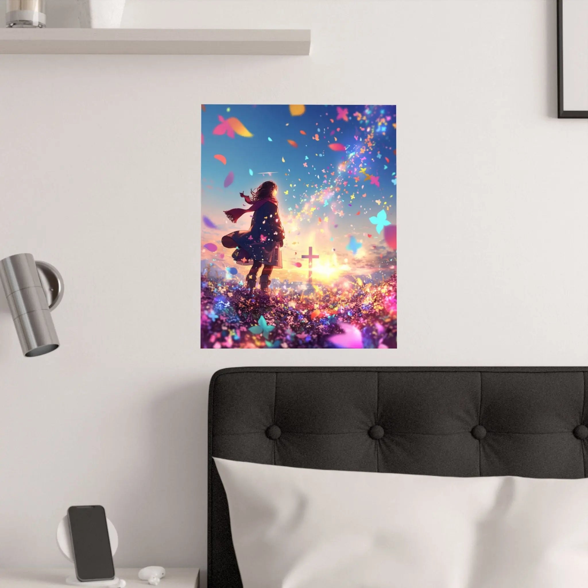 Satin Poster — Dreamscape Girl with Butterflies (210gsm Satin Print) Printify
