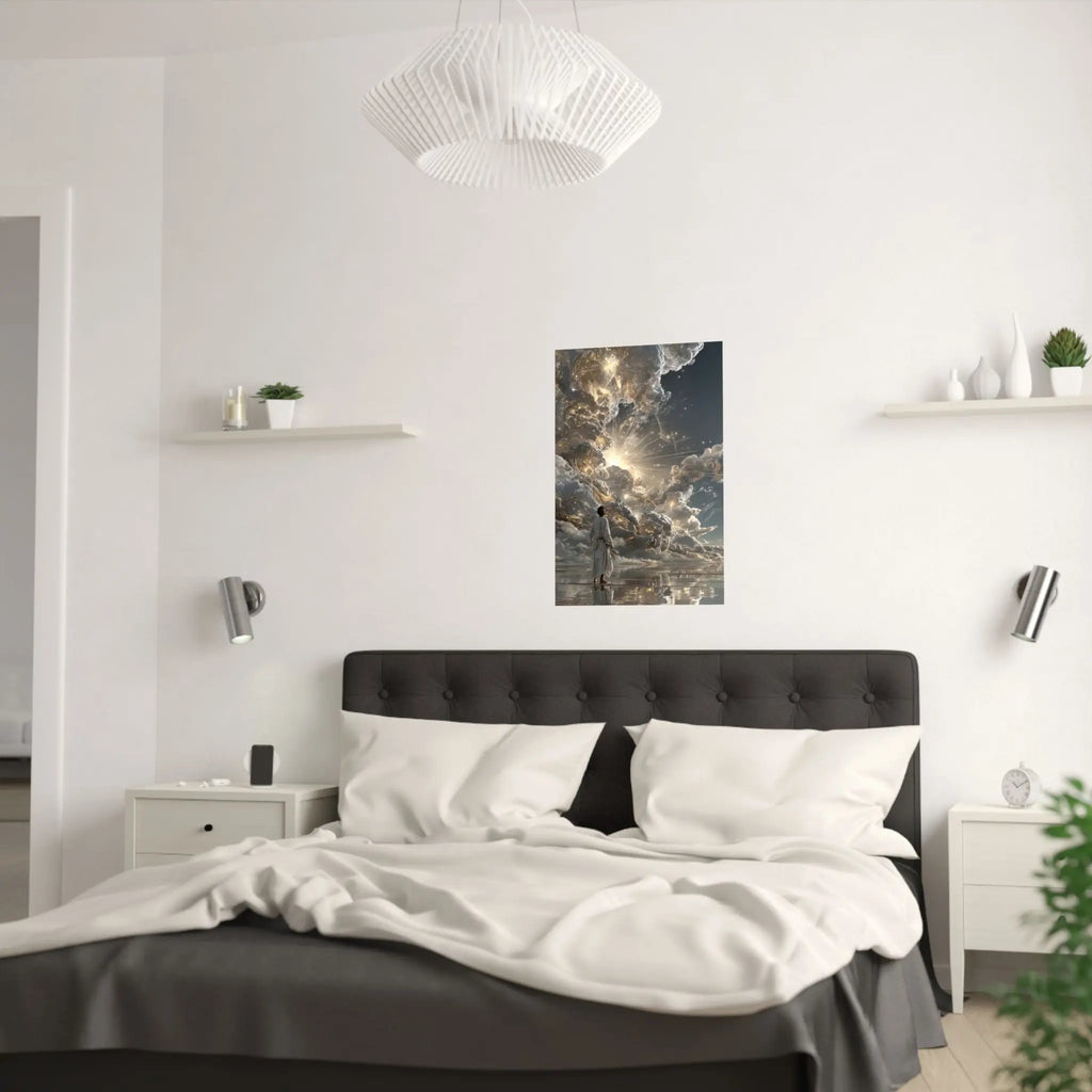 Satin Poster - Heavenly Light Surreal Art Print Printify