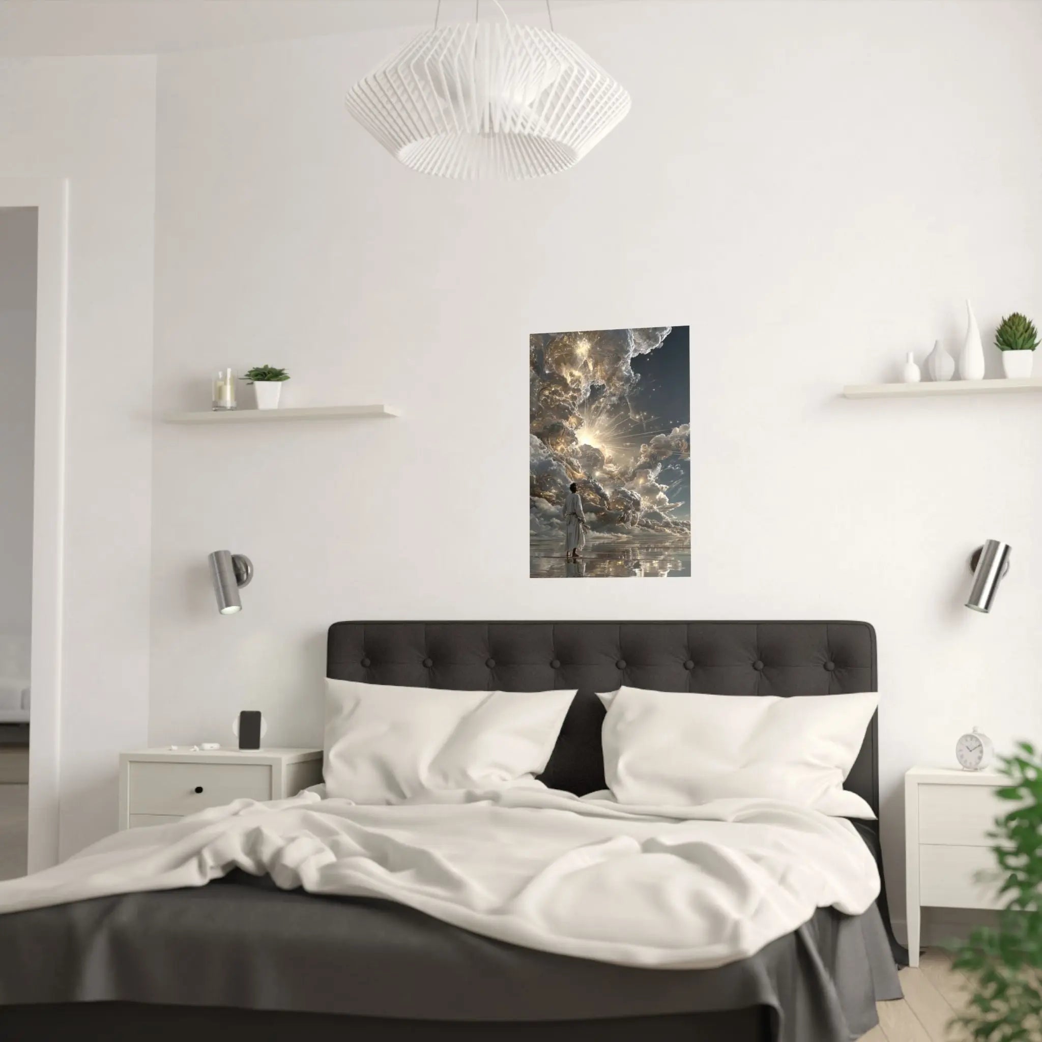 Satin Poster - Heavenly Light Surreal Art Print Printify