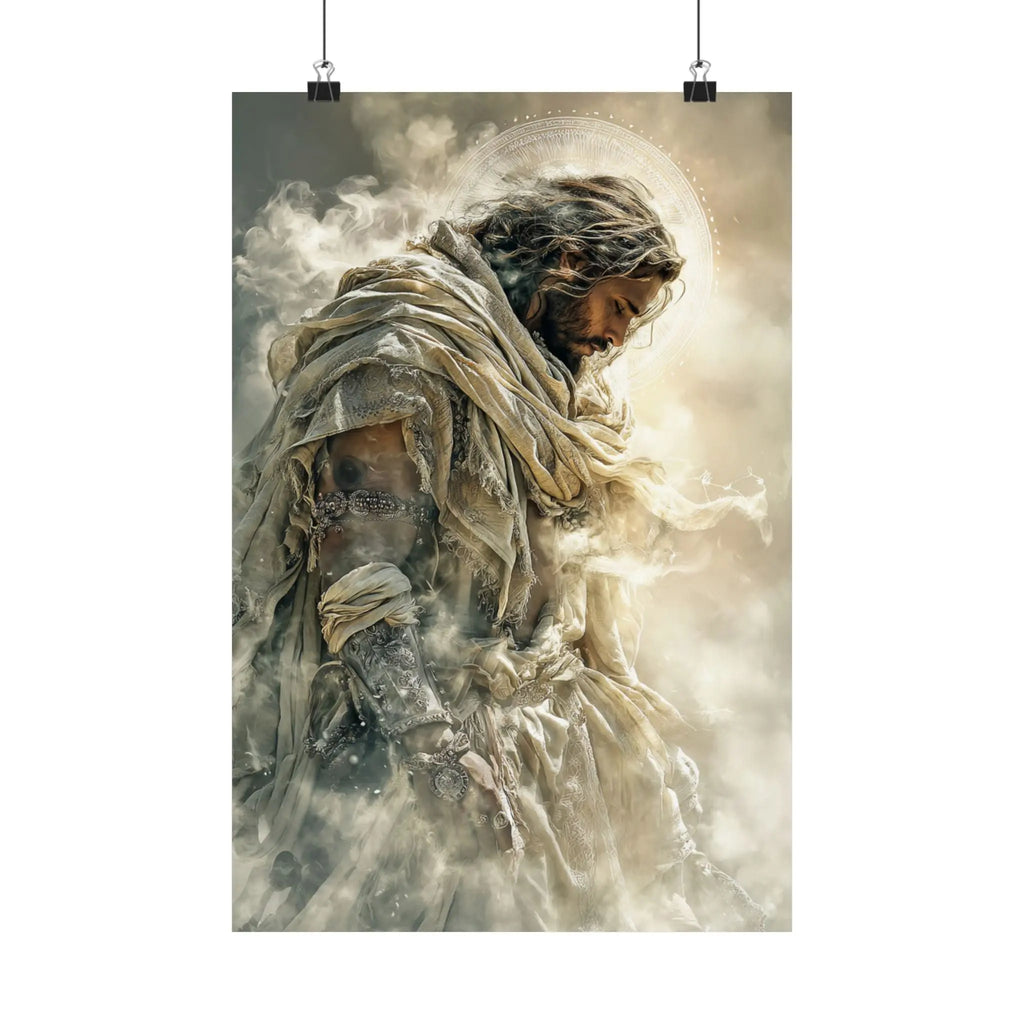 Satin Poster — Reverent Jesus Portrait Art Print (210gsm) Printify