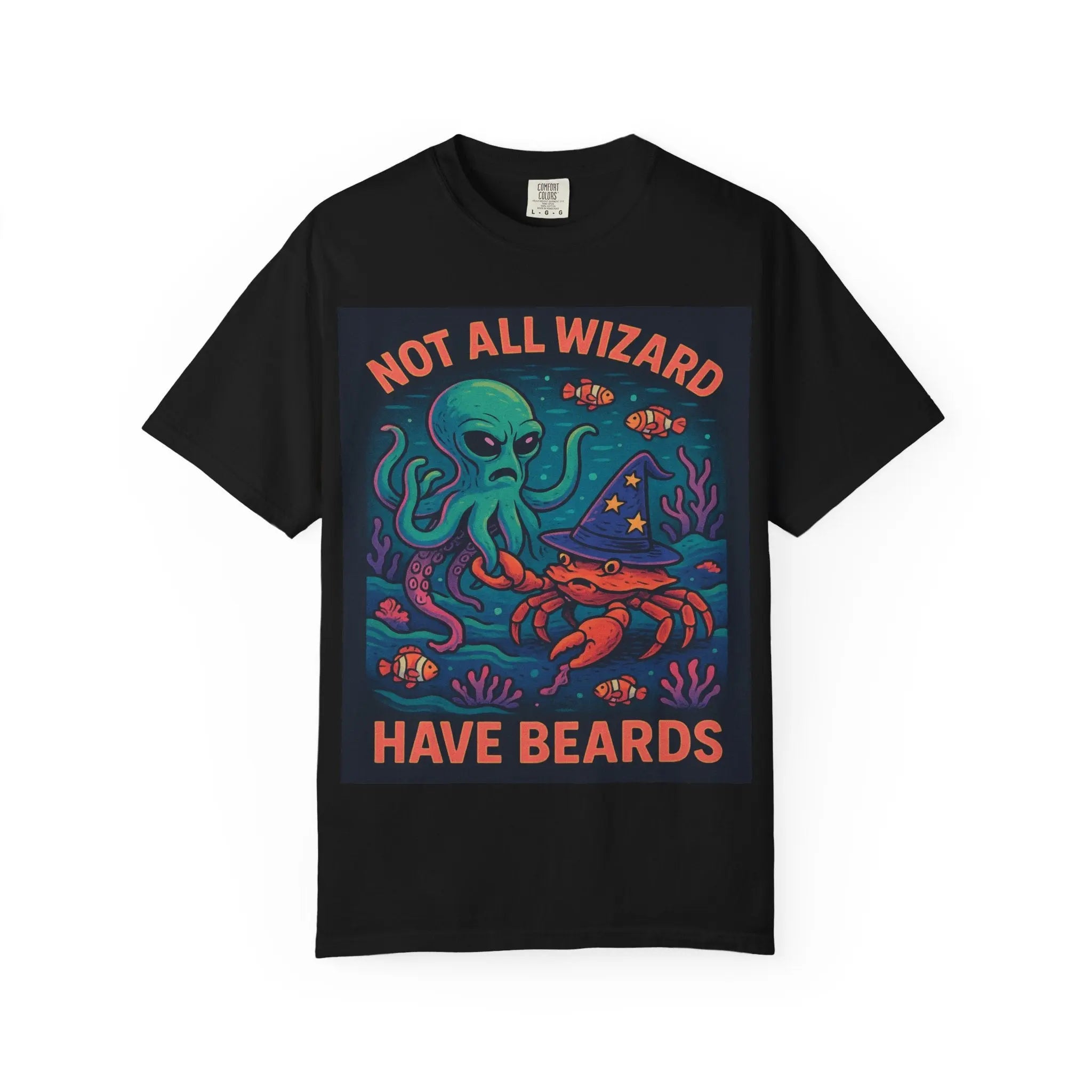 Funny Octopus & Crab T-Shirt - "Not All Wizards Have Beards" Printify