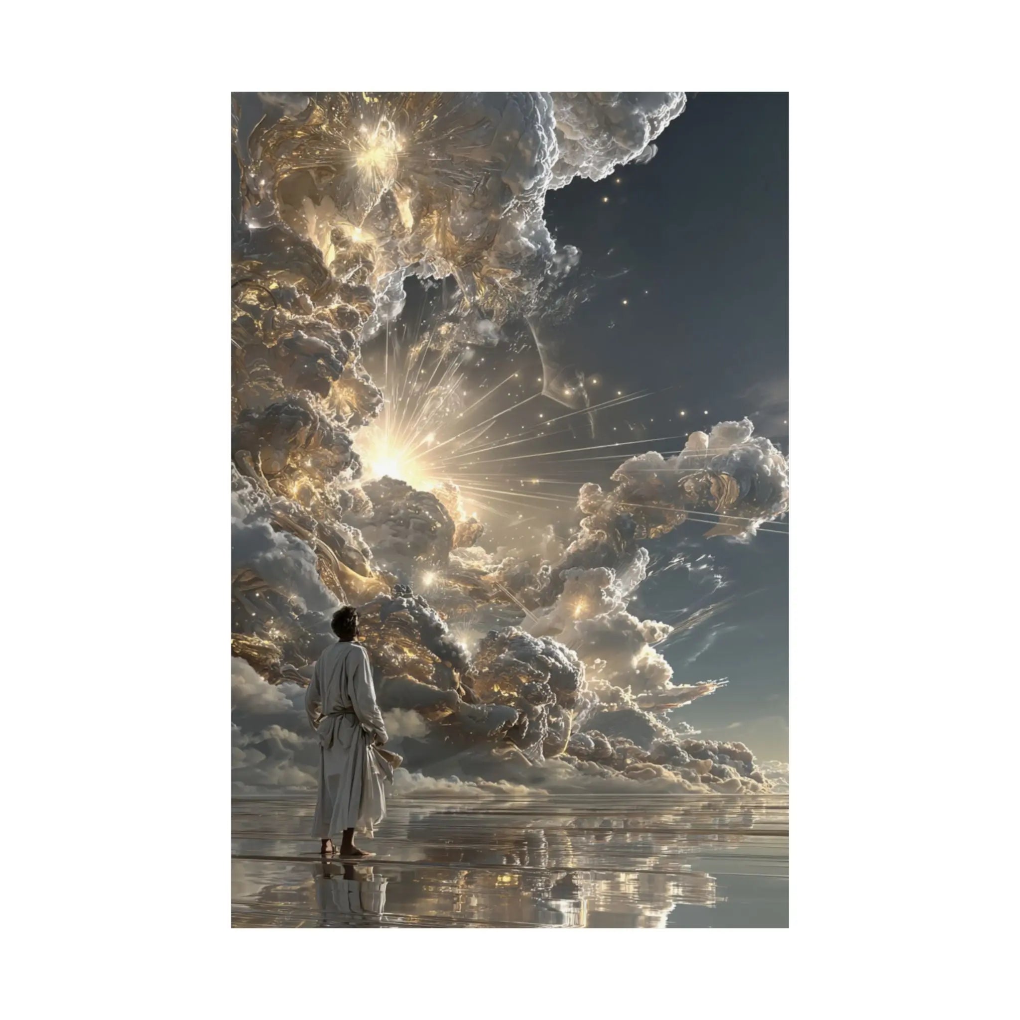 Satin Poster - Heavenly Light Surreal Art Print Printify