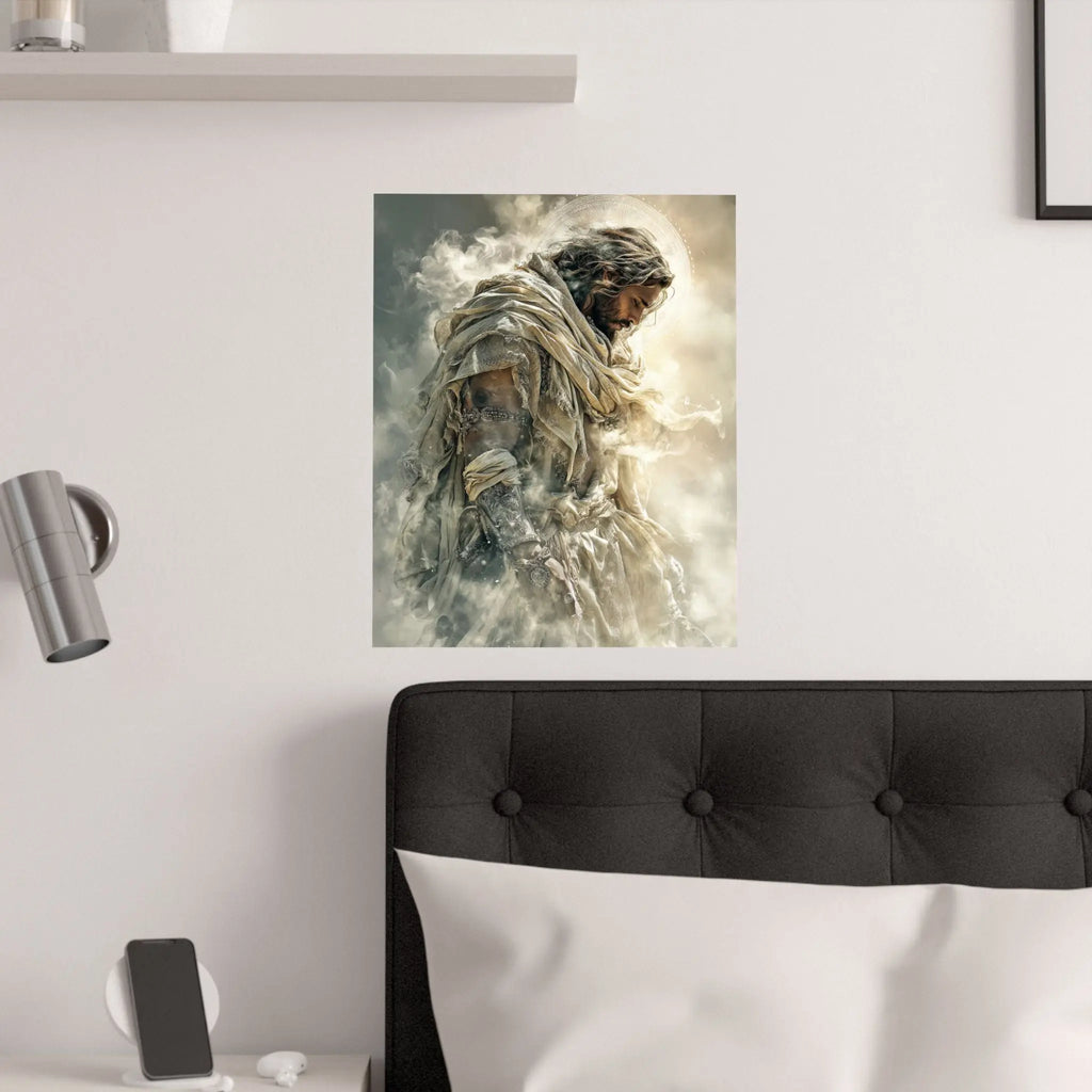 Satin Poster — Reverent Jesus Portrait Art Print (210gsm) Printify