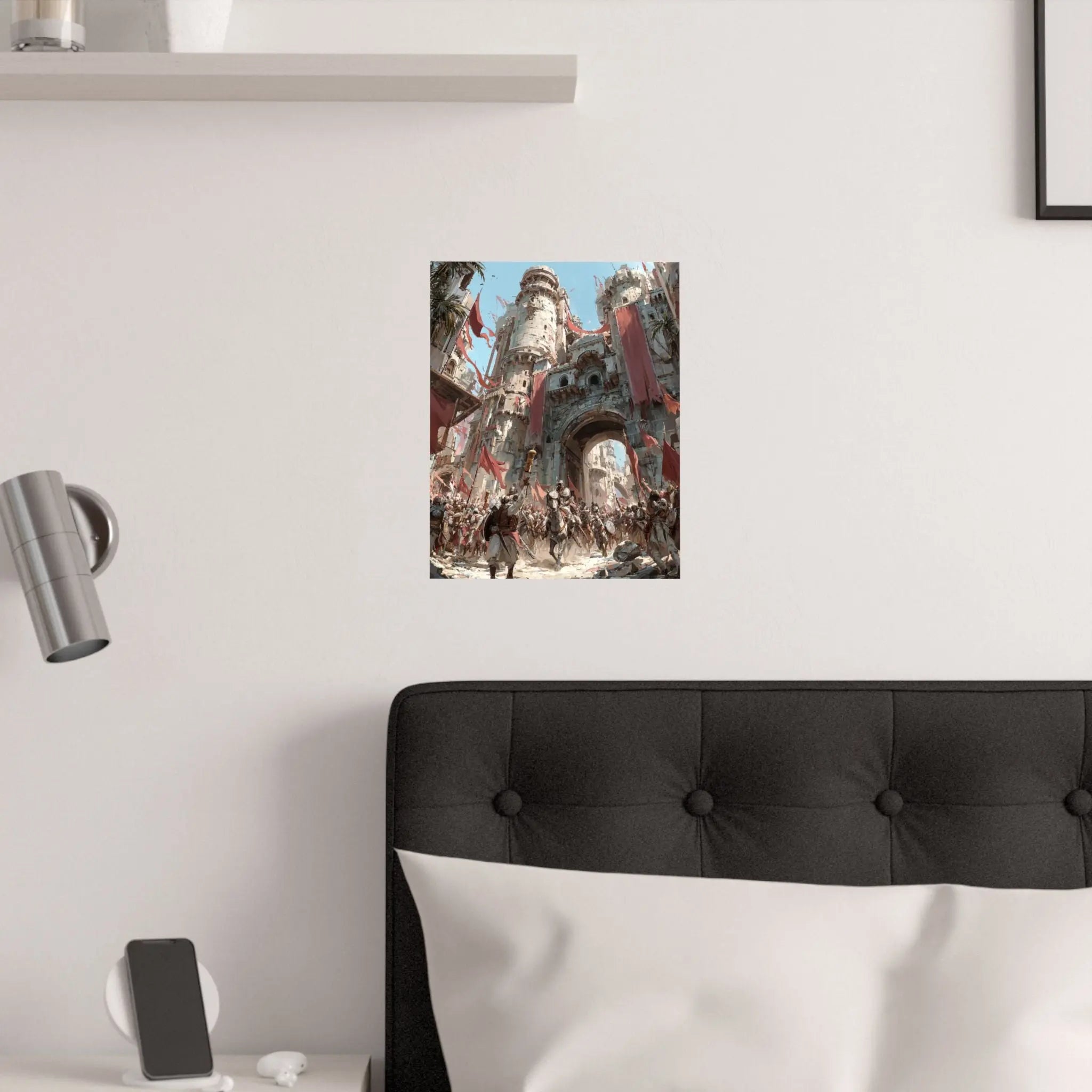 Medieval City Gates Satin Poster — Epic Castle Battle Art Print (210gsm) Printify
