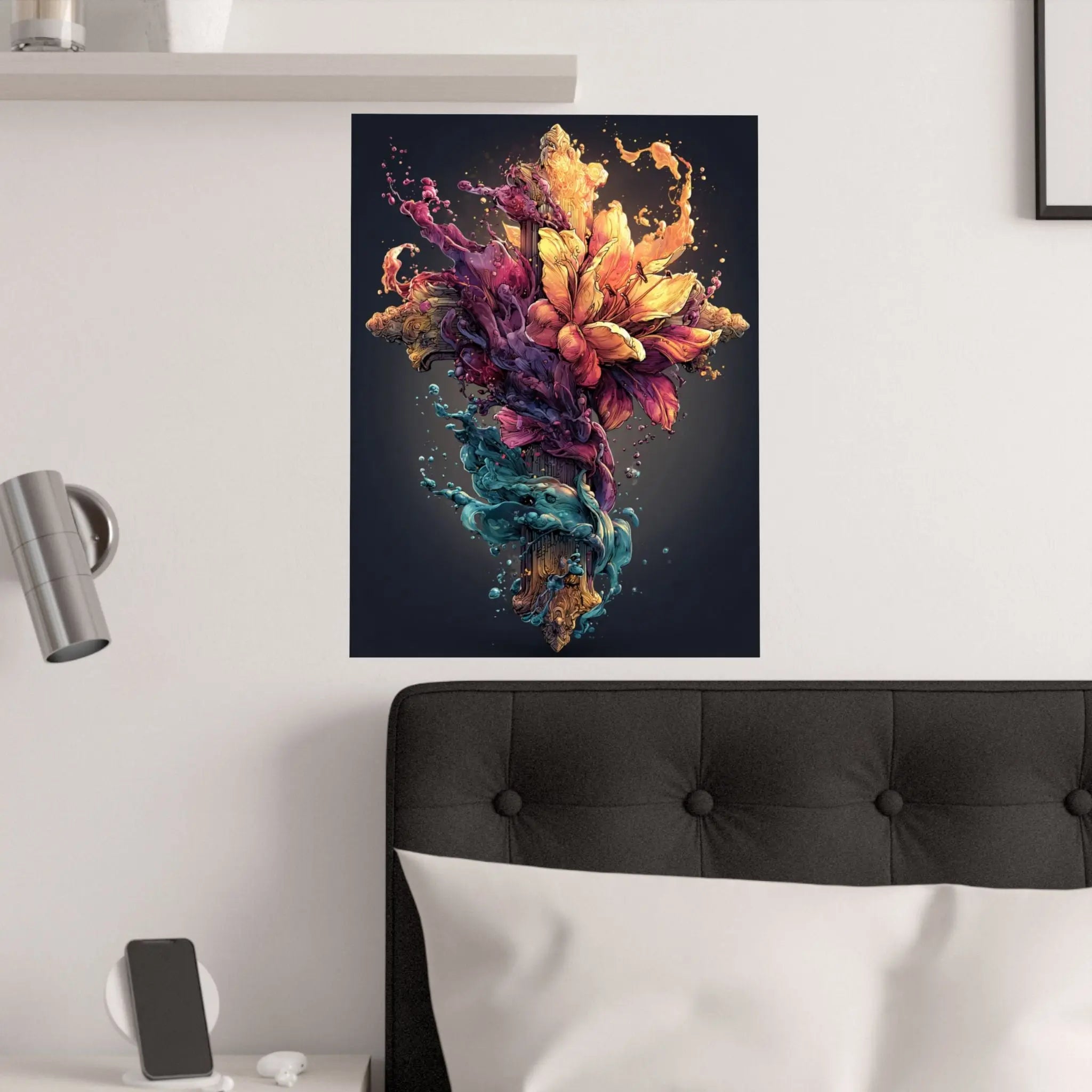 Satin Poster — Vibrant Floral Splash Art Print Printify