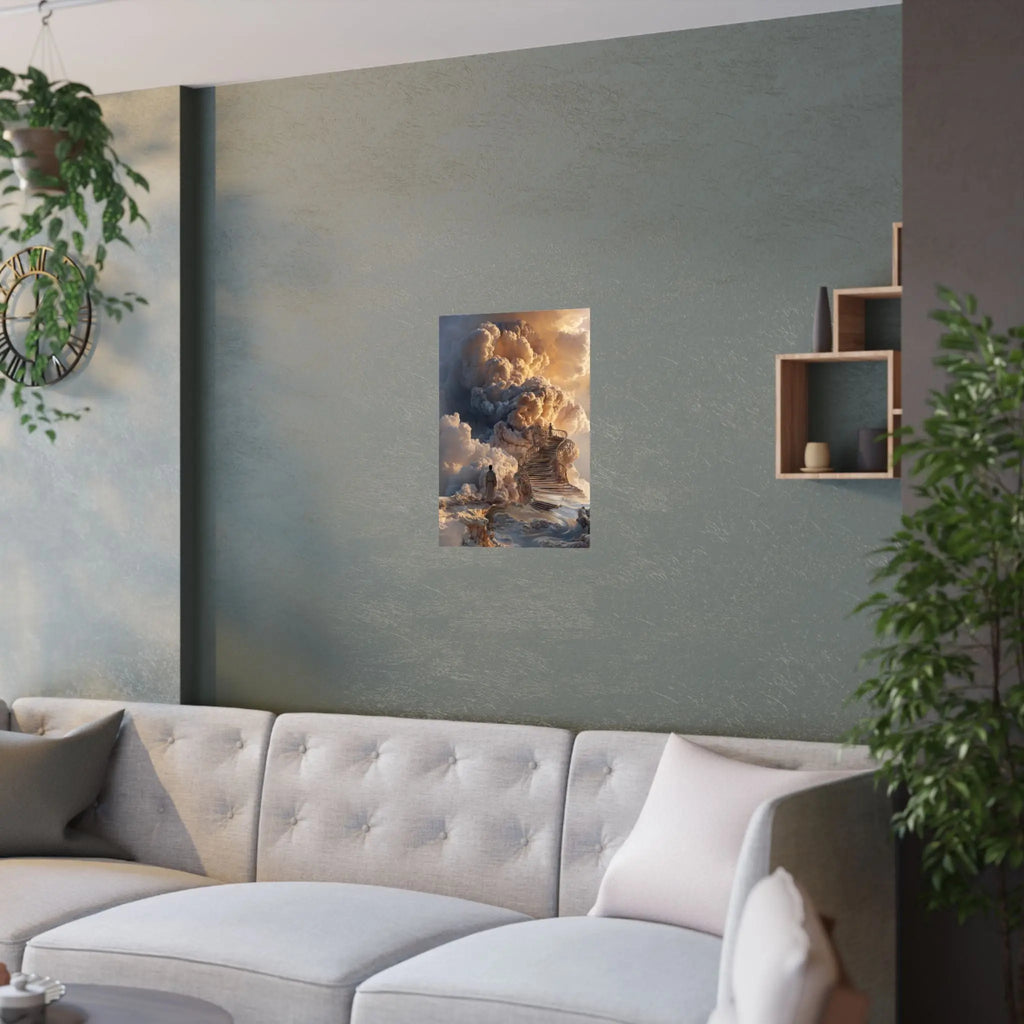 Satin Poster — Dreamy Cloud Stairway Wall Art (210gsm) Printify