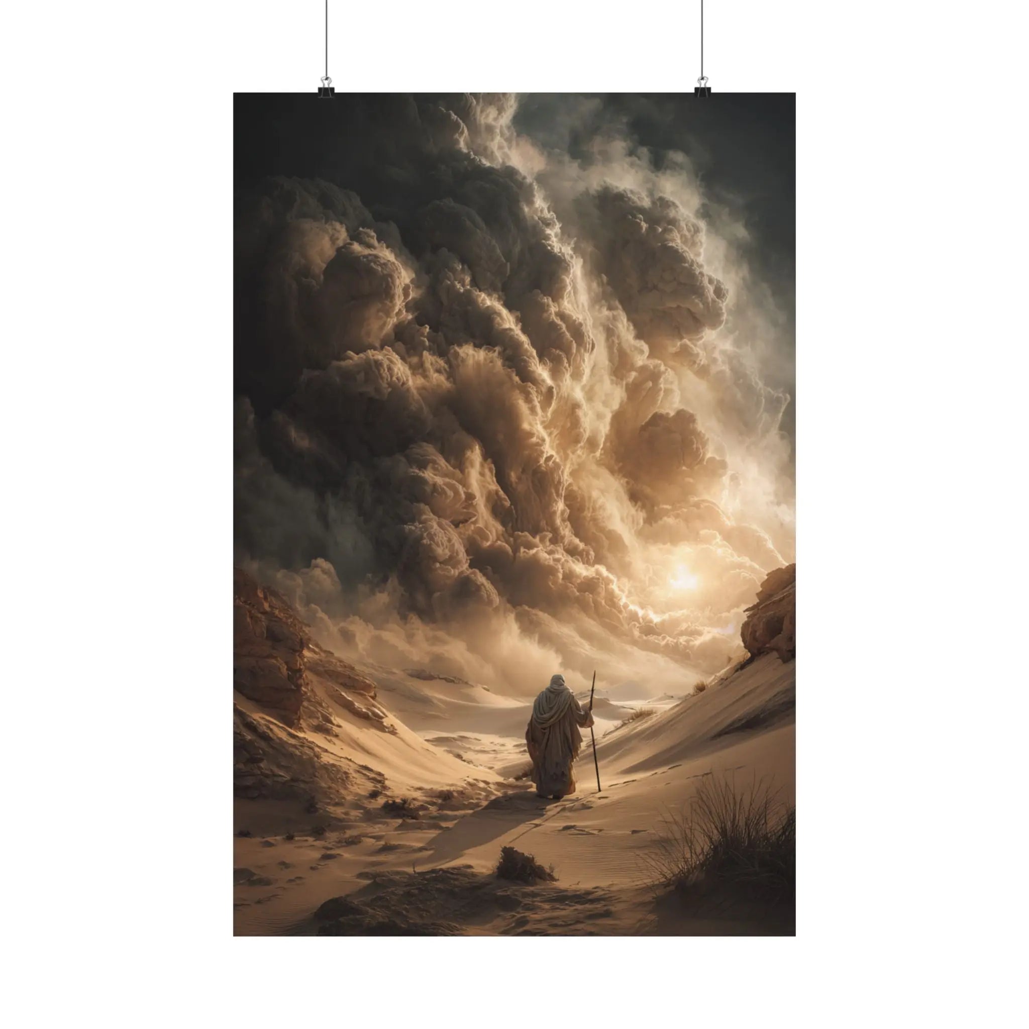 Satin Poster — Desert Pilgrim Fantasy Landscape Art Print Printify
