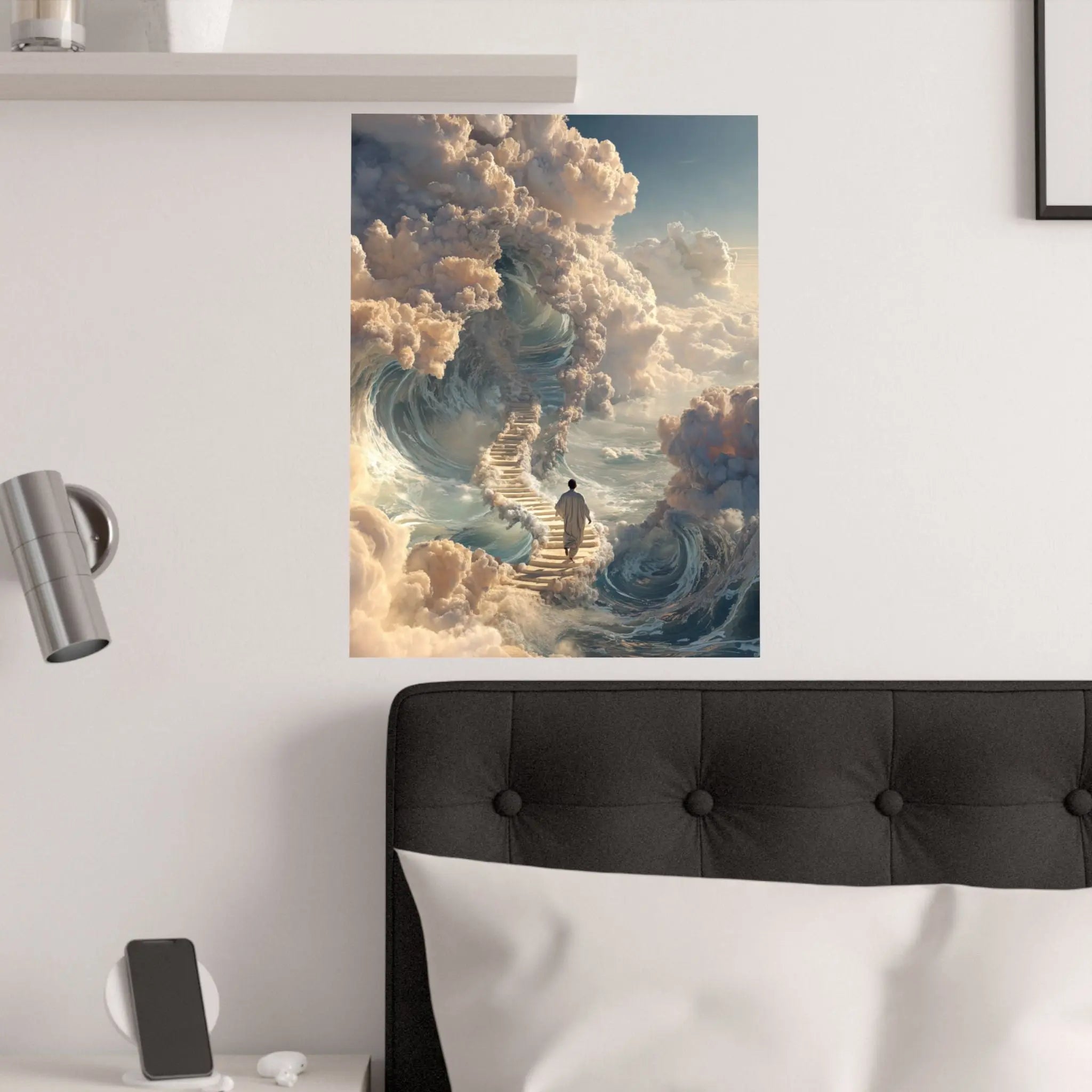 Satin Poster — Dreamy Stairway to the Clouds Wall Art Printify