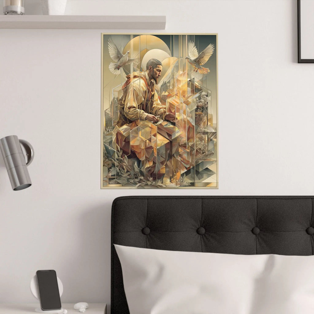 Satin Poster — Meditative Geometric Musician Art Print Printify