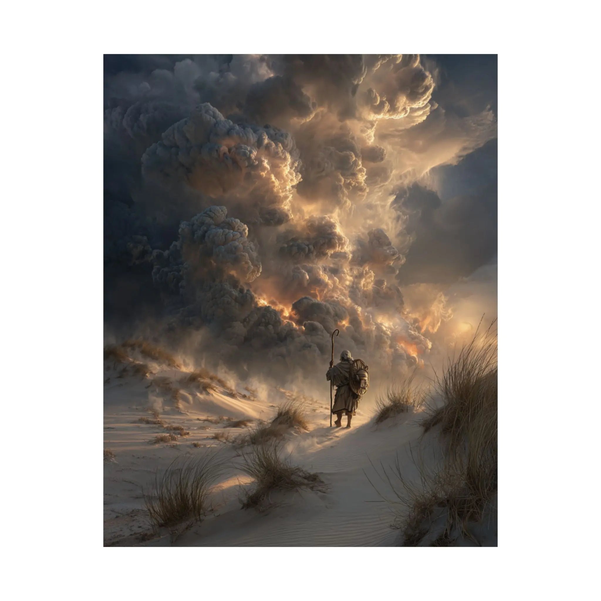 Satin Poster — Lone Rider at Dune Sunset (210gsm) Printify