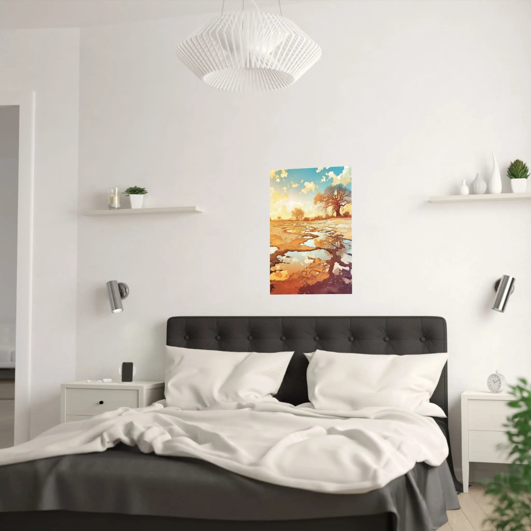 Satin Poster — Golden Sunset Landscape Art Print Printify