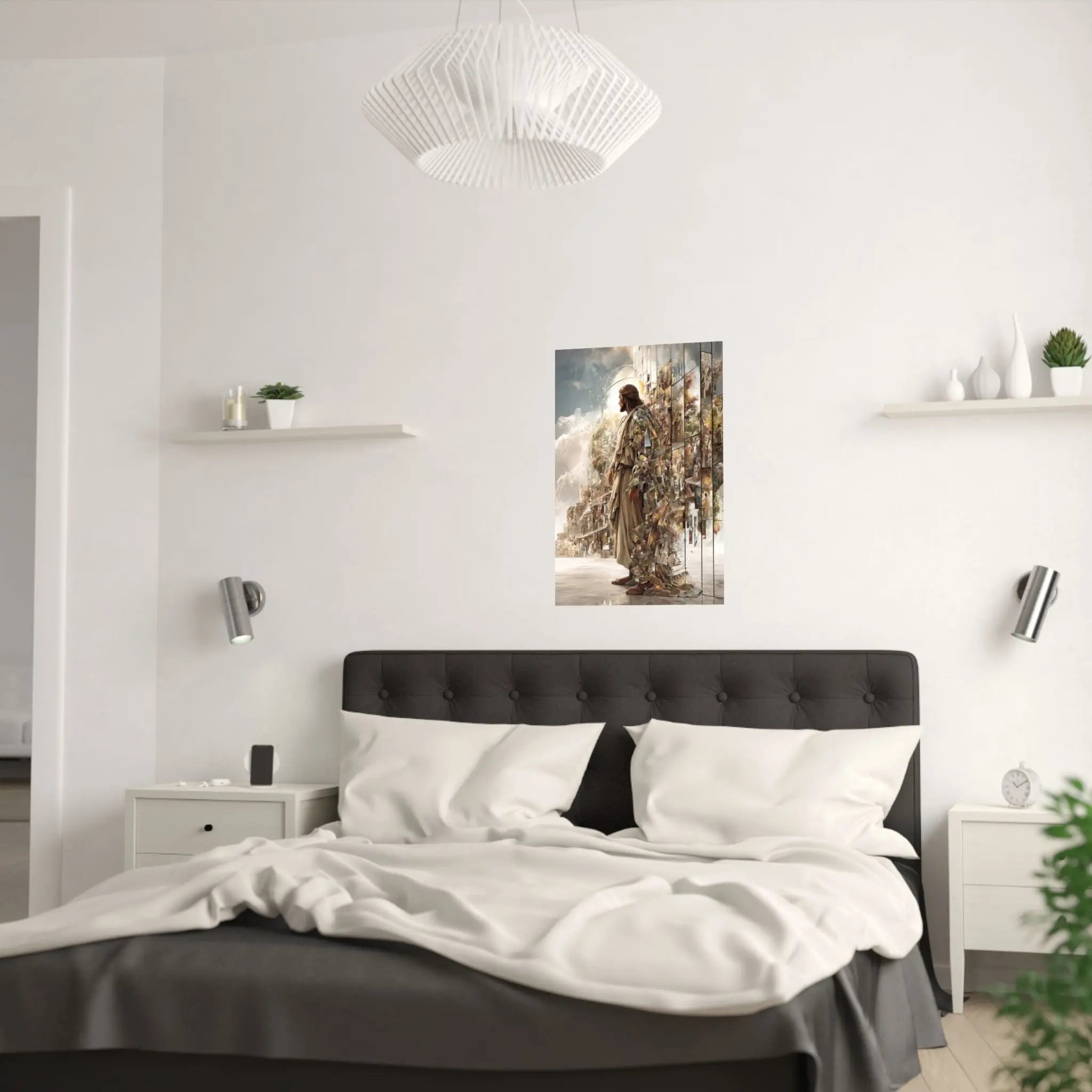 Jesus in Glory Satin Poster – Inspirational Religious Wall Art (210gsm) Printify
