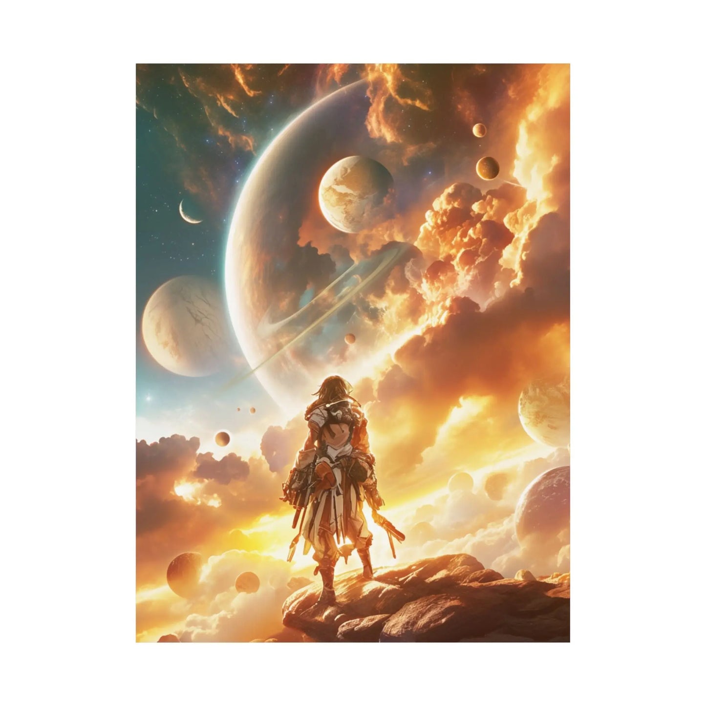 Satin Poster — Epic Space Explorer Sunset Wall Art Printify