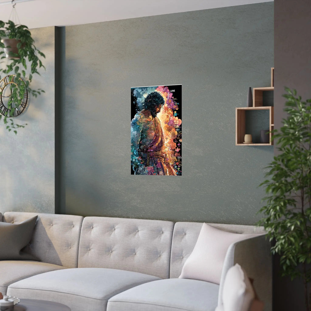 Satin Poster — Colorful Jesus Portrait Art Print (210gsm) Printify
