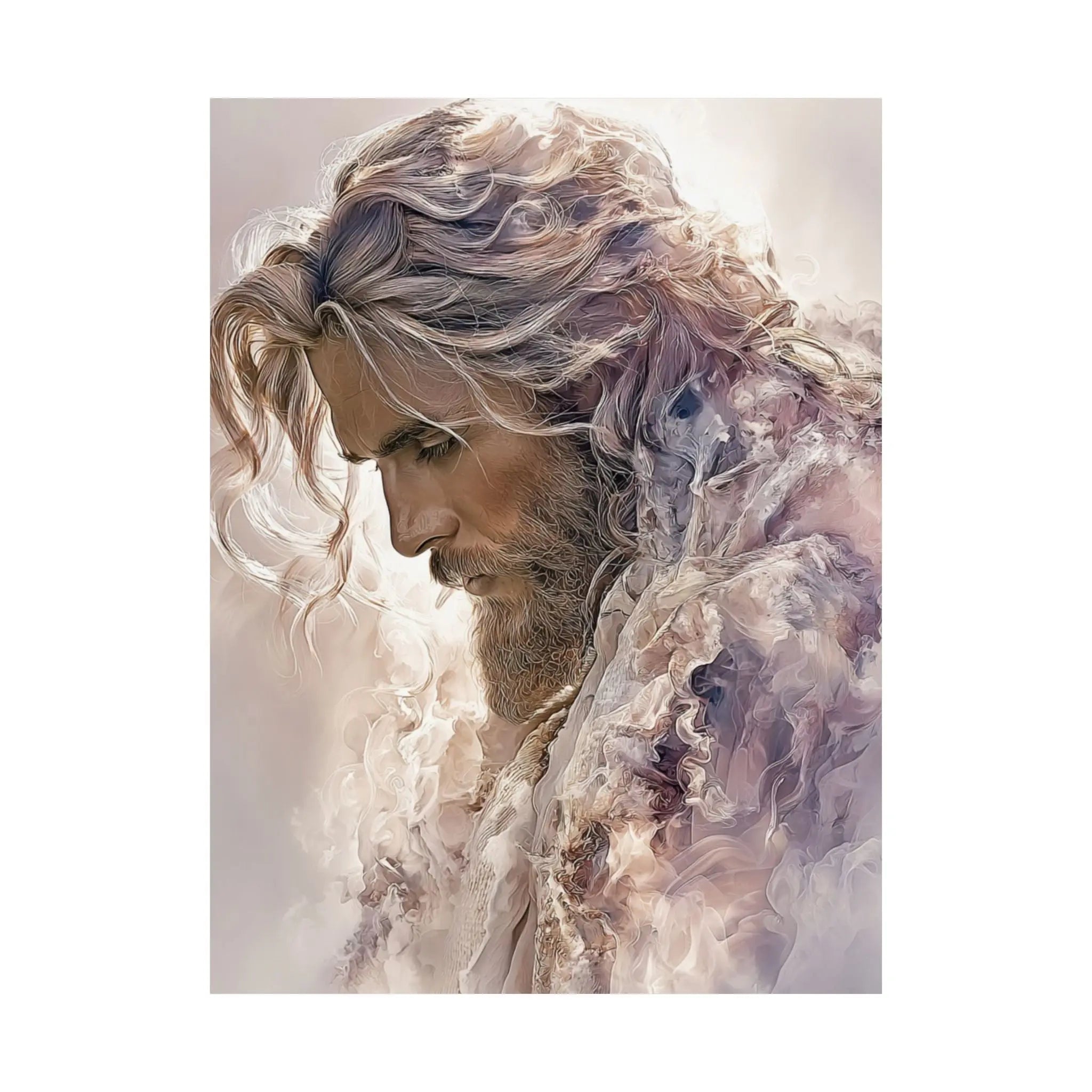 Satin Poster — Ethereal Jesus Figure Art Print (210gsm) Printify