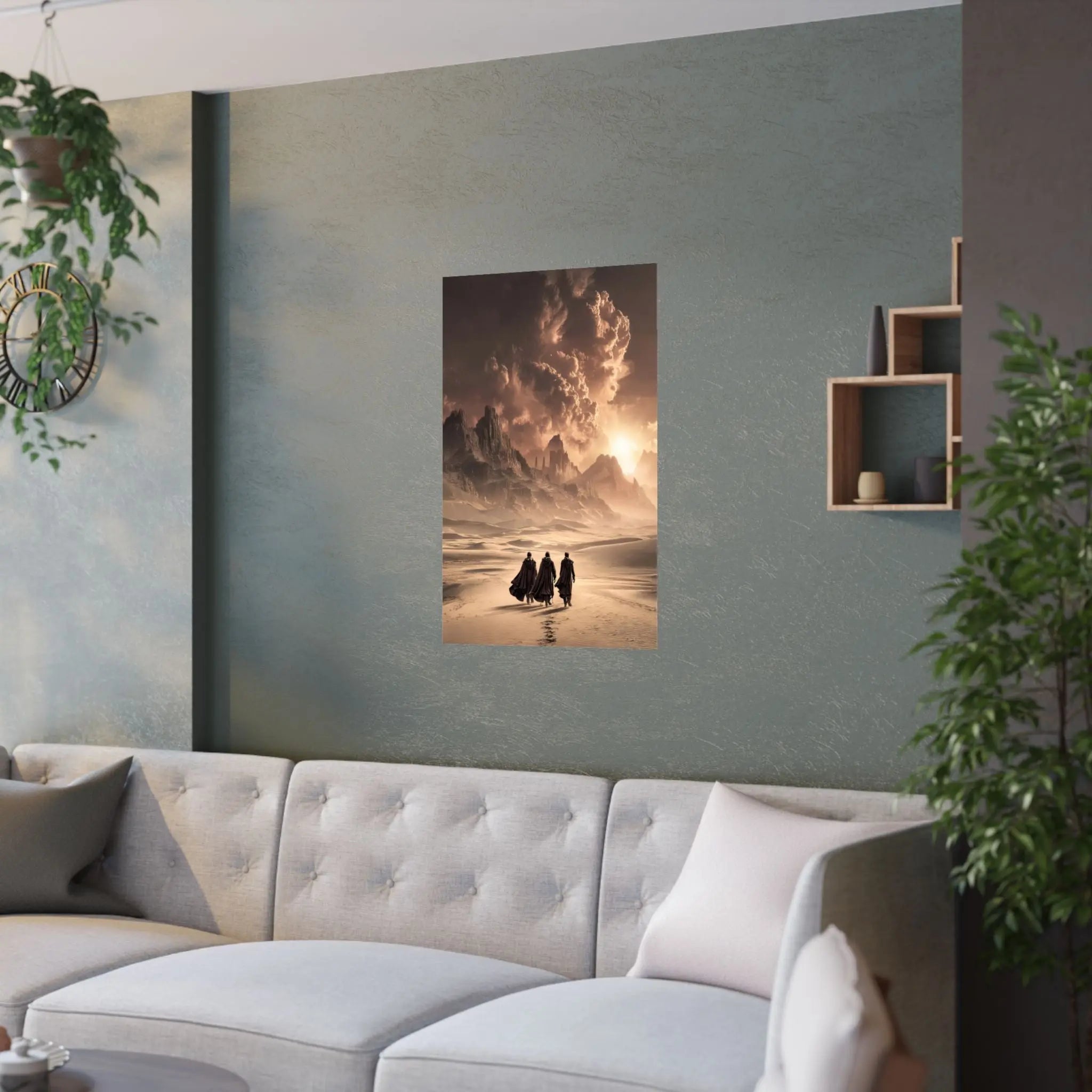 Satin Poster — Desert Pilgrims Fantasy Landscape Art Print Printify