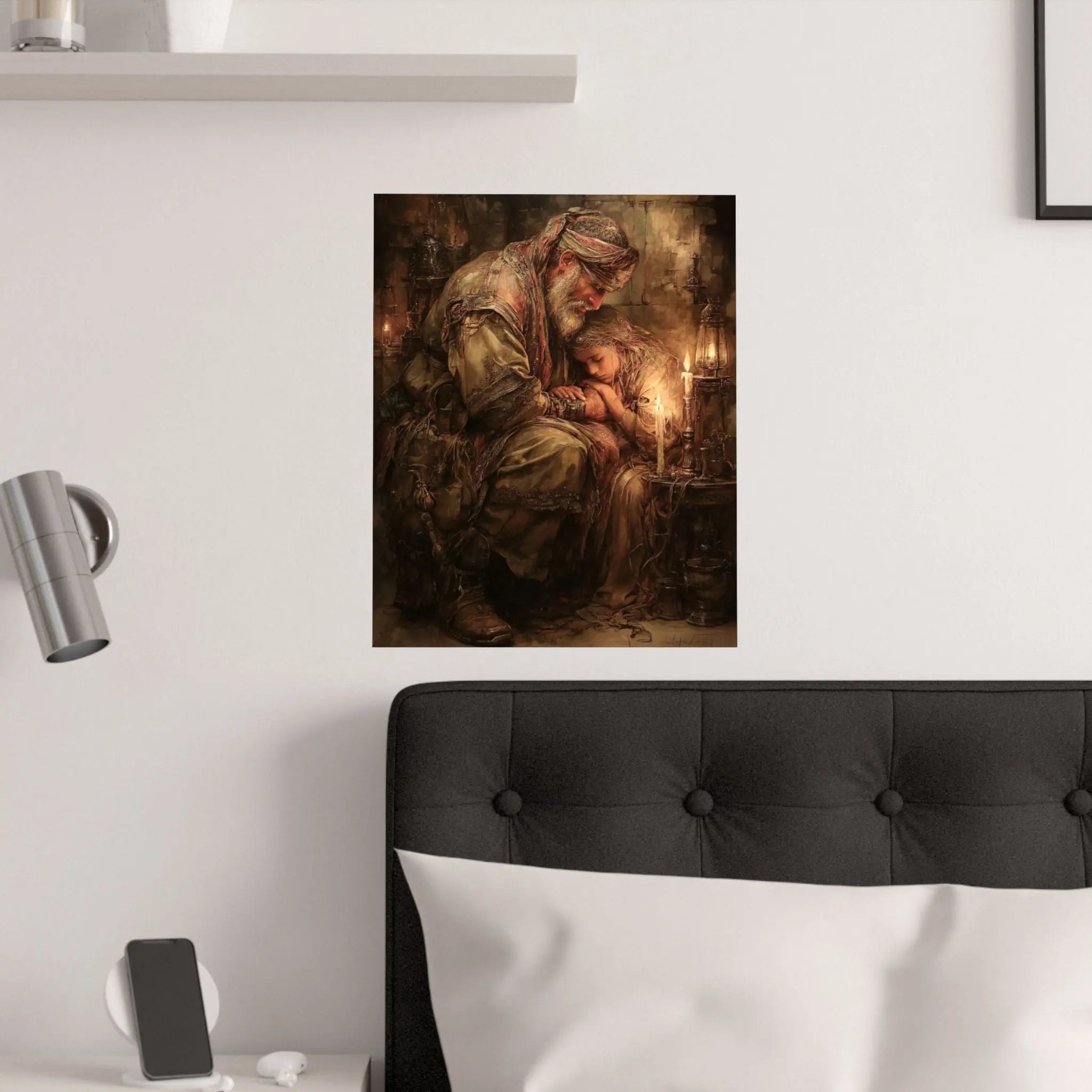 Satin Poster — Warm Rustic Nativity Scene Art Print Printify
