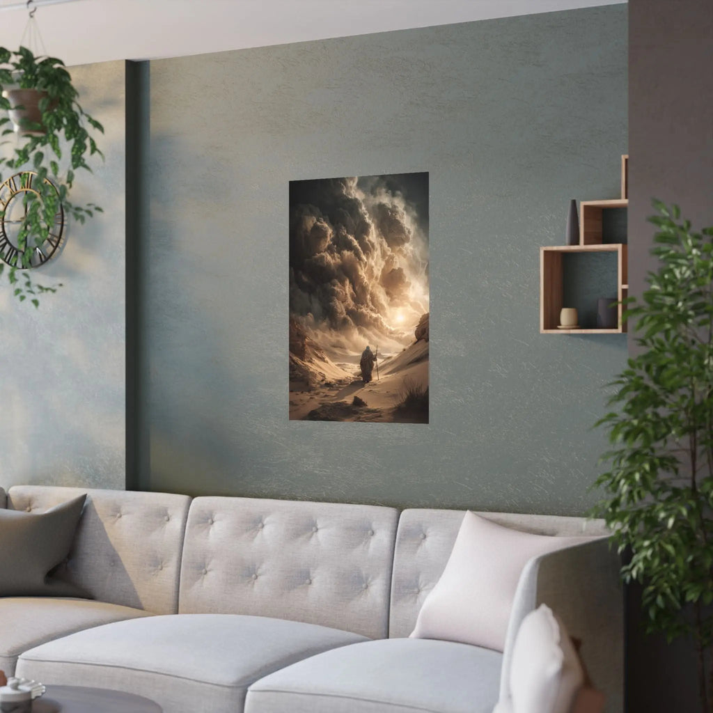 Satin Poster — Desert Pilgrim Fantasy Landscape Art Print Printify