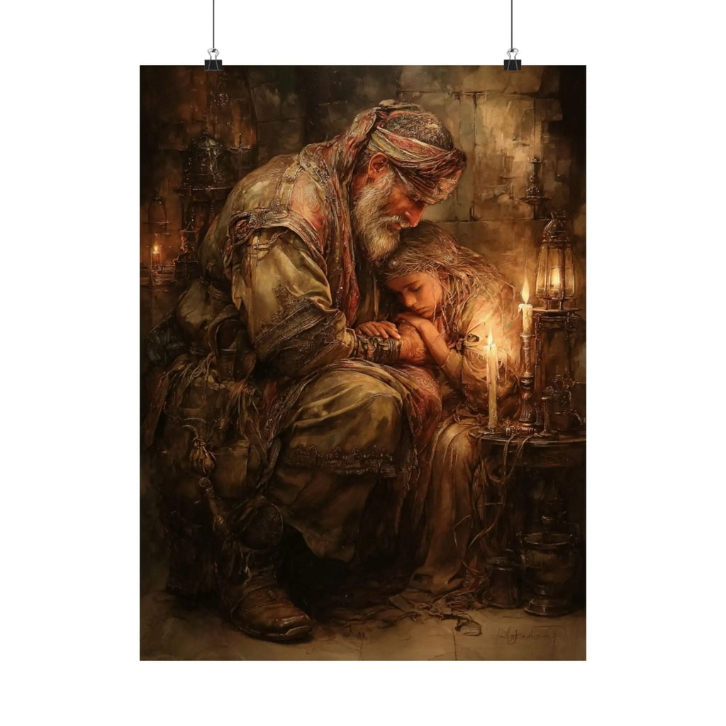 Satin Poster — Warm Rustic Nativity Scene Art Print Printify