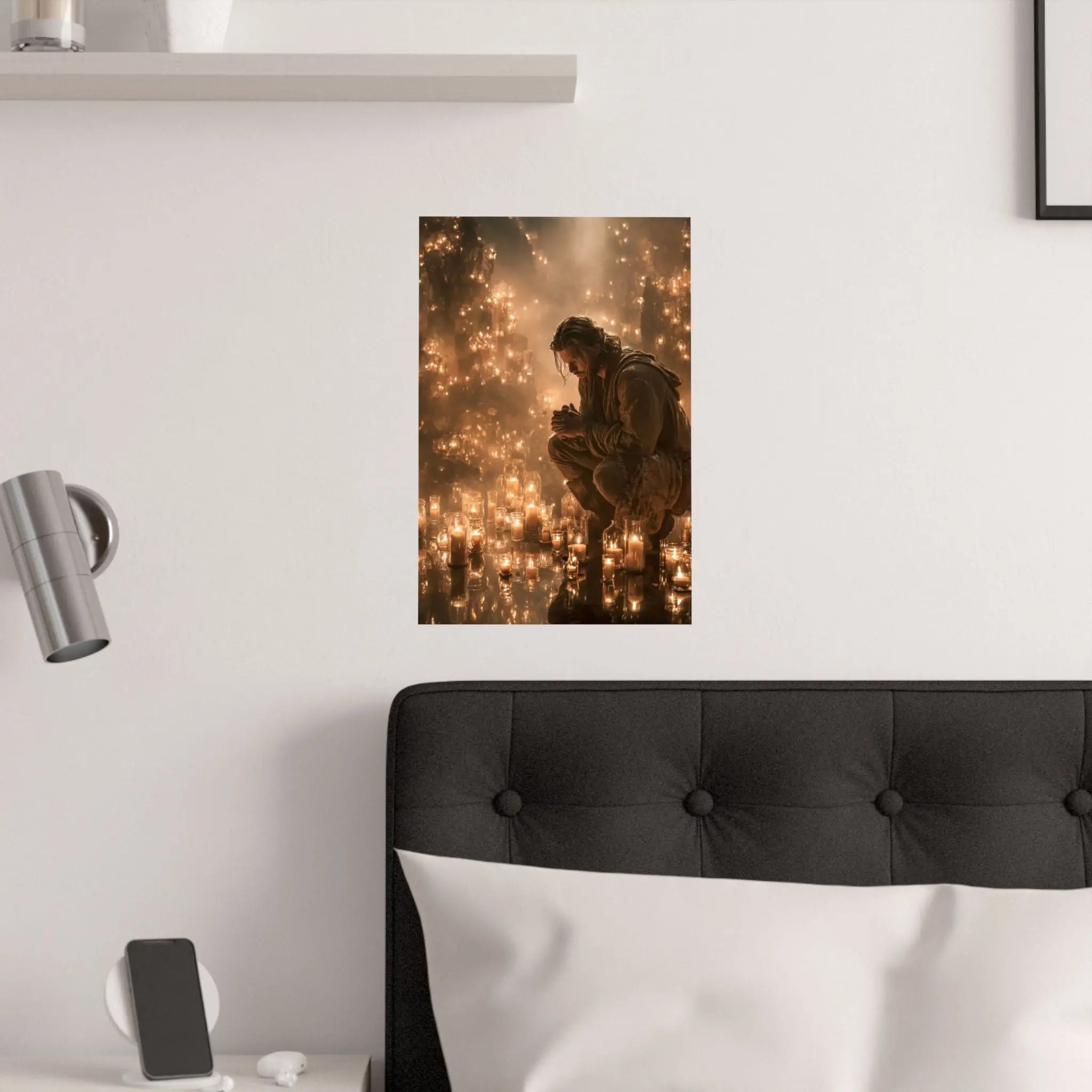 Satin Poster — Reflective Candlelight Prayer Wall Art Printify