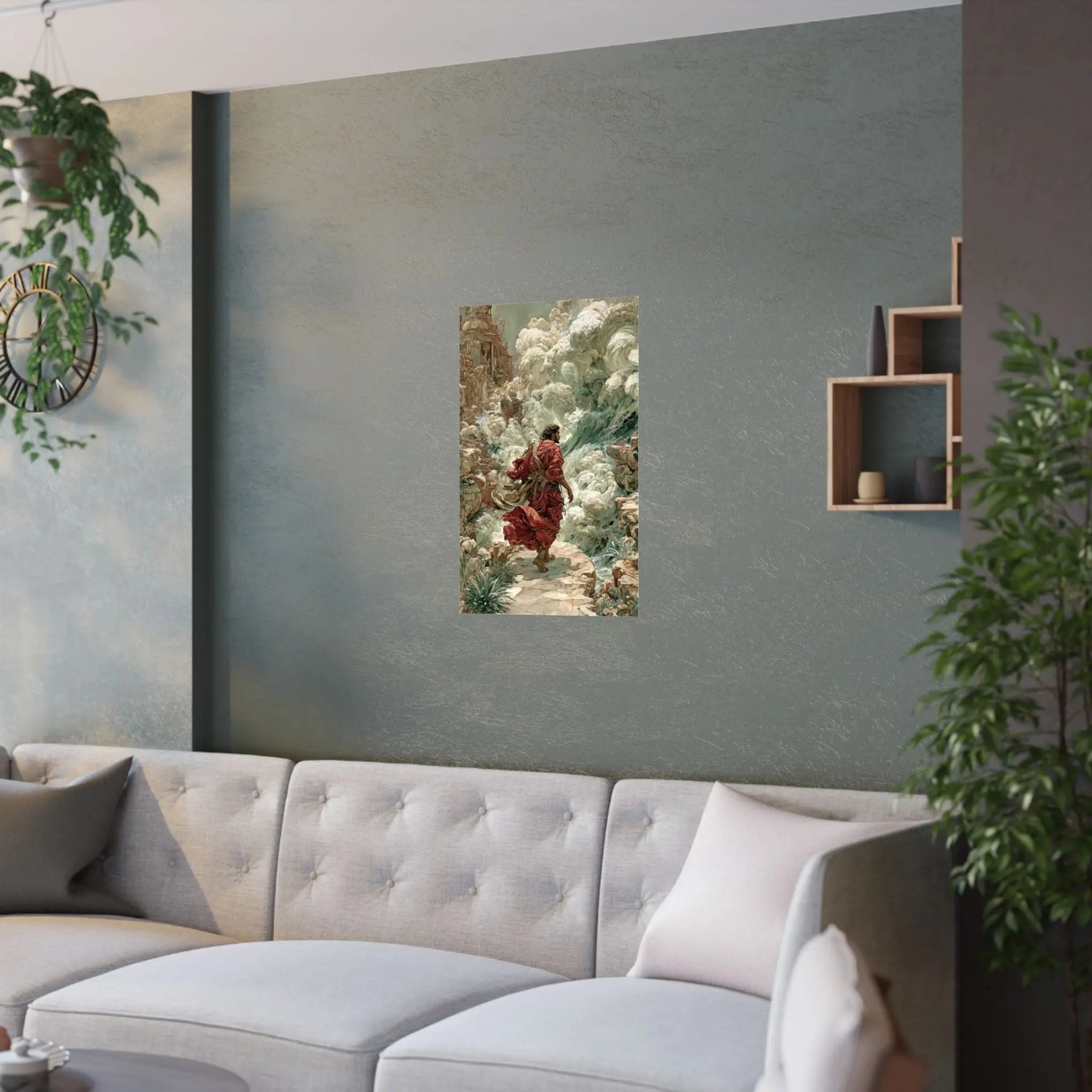 Satin Poster – Dramatic Biblical Parting of the Red Sea Art Print Printify