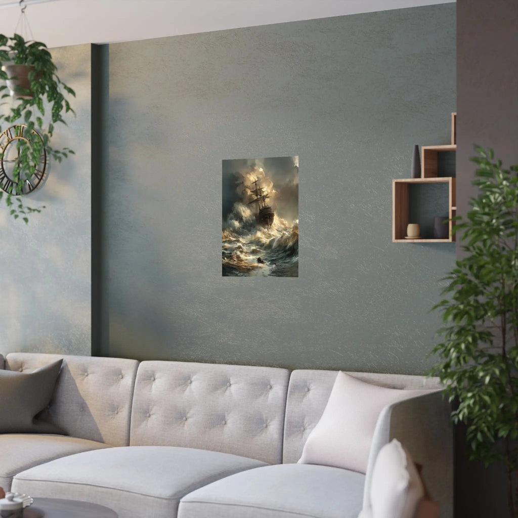 Satin Poster — Stormy Shipwreck Art Print Printify