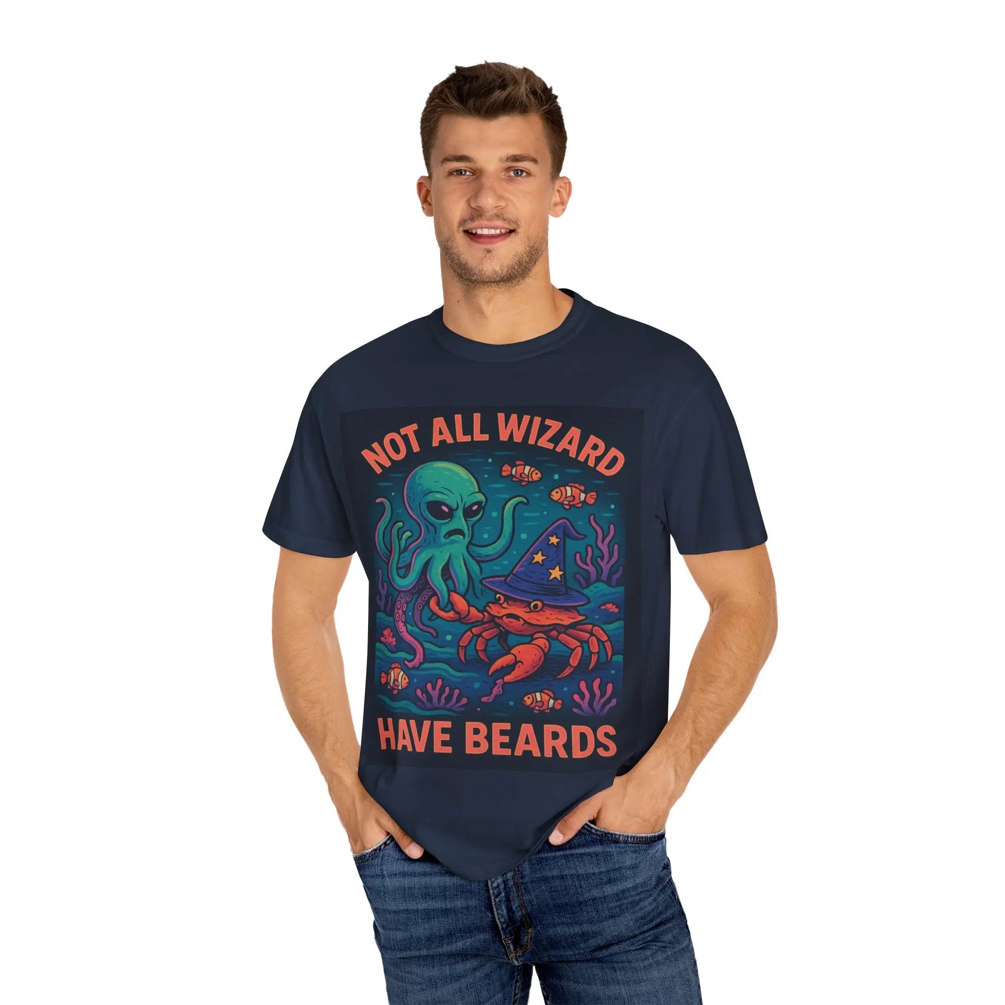 Funny Octopus & Crab T-Shirt - "Not All Wizards Have Beards" Printify