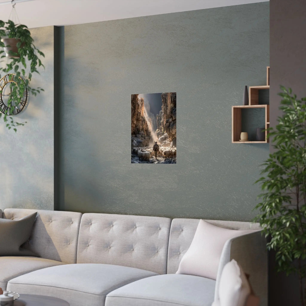 Satin Poster — Shepherd in Canyon: Dramatic Scenic Wall Art (210gsm Satin) Printify