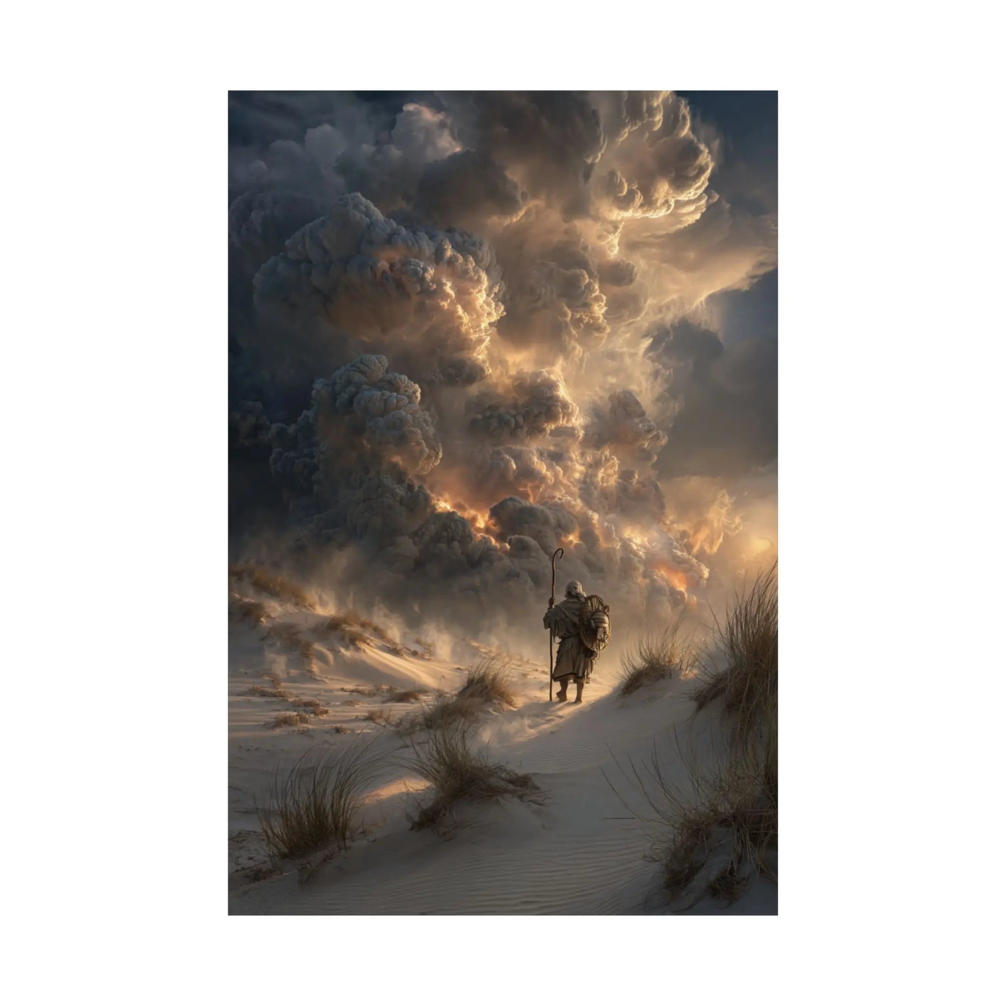 Satin Poster — Lone Rider at Dune Sunset (210gsm) Printify